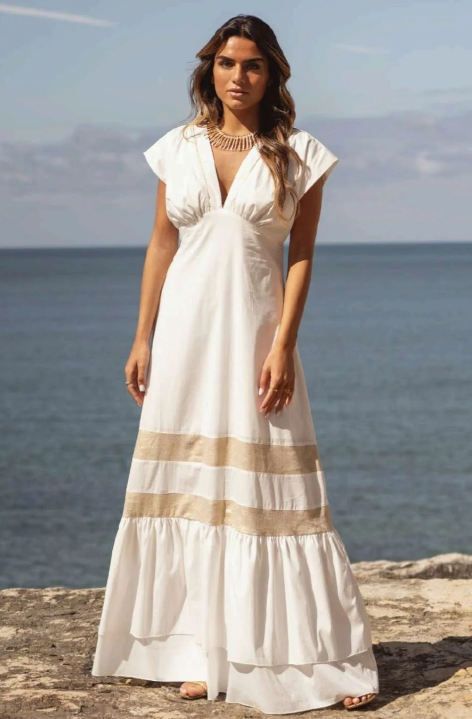 -50% REBAJAS. Vestido Largo Blanco Fiesta Blanca