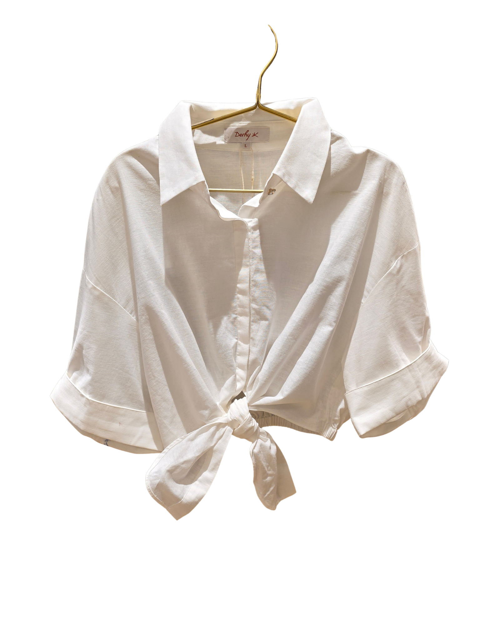 -50% REBAJAS. Camisa de Derhy CORTA CON NUDO. En BLANCA o CAMEL