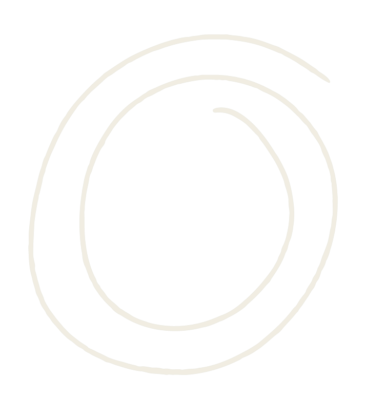White circular spiral pattern on a black background.