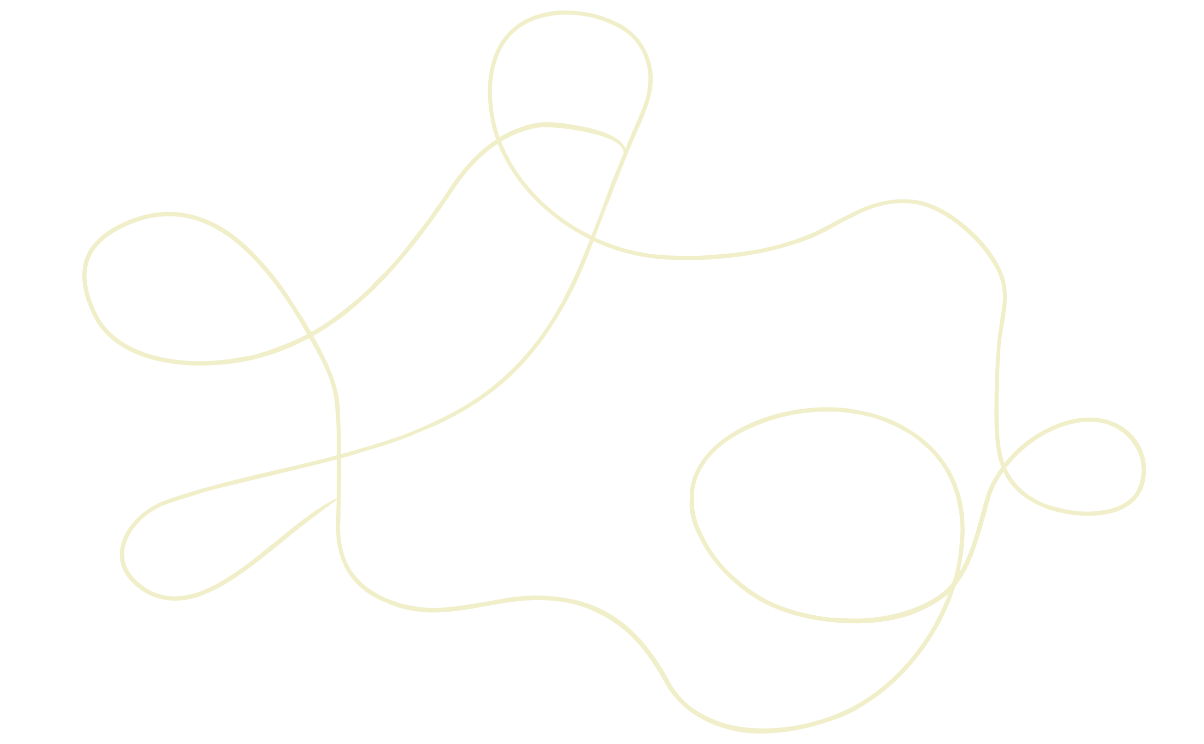 Thin, yellow, looping line drawing on black background.