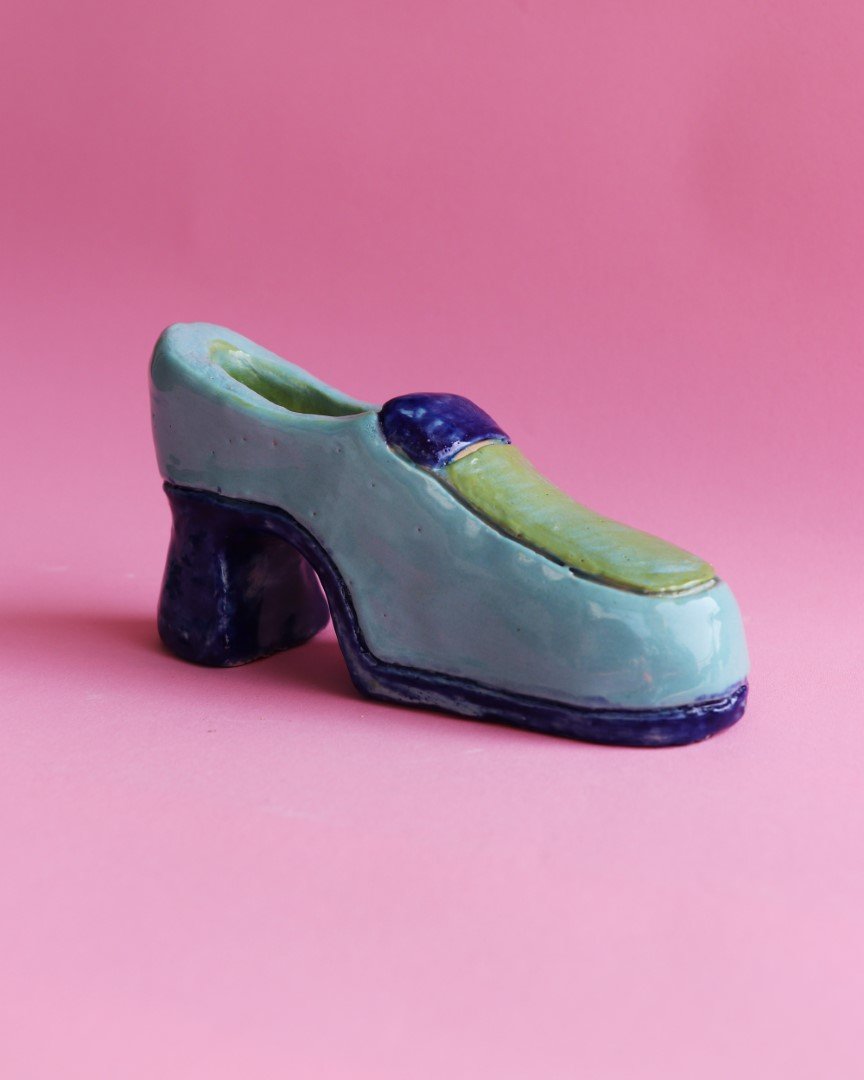 Turquoise heel candle holder