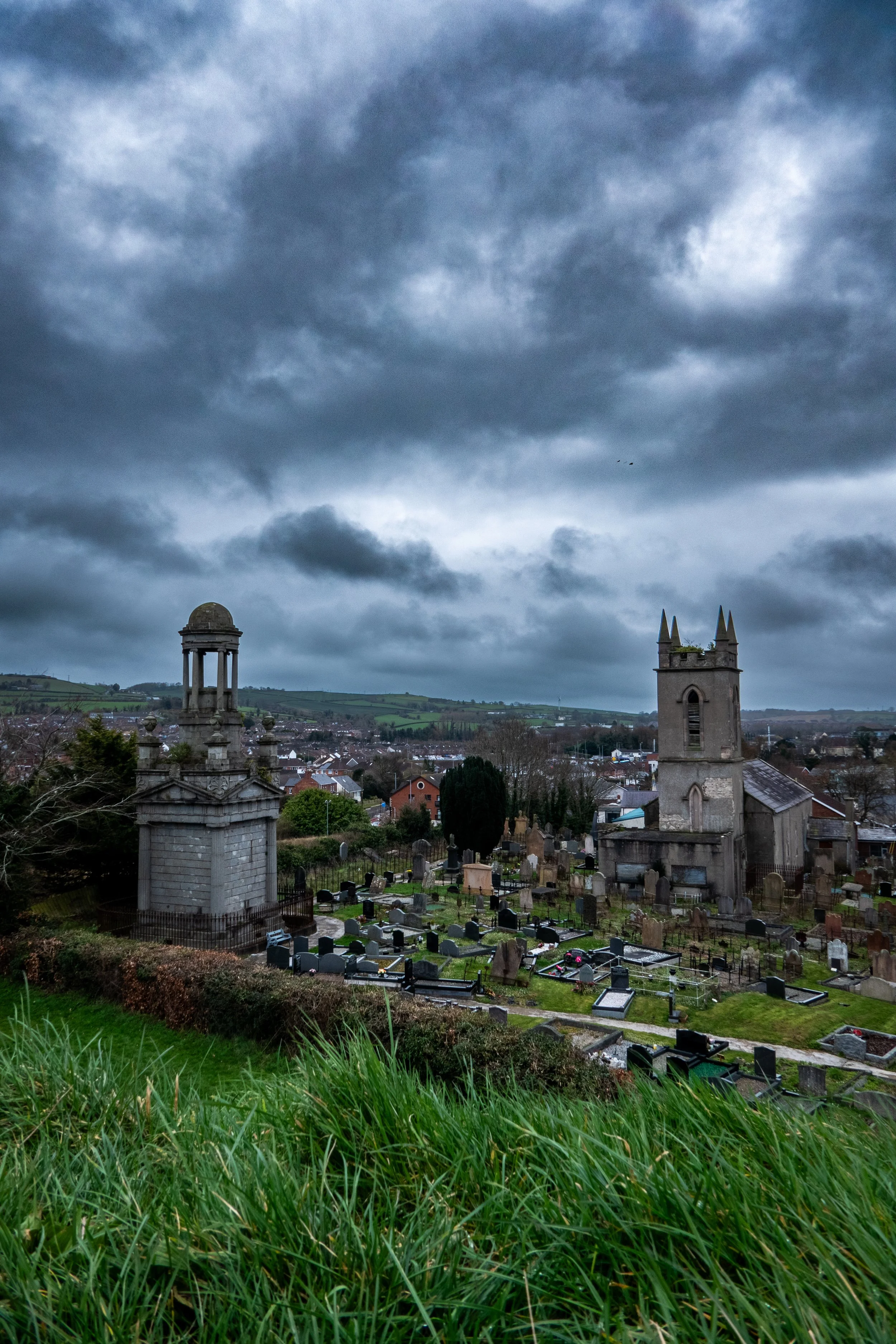 A view of the Cleland Memorial Mausoleum and Saint Elizabeth's old church in Dundonald