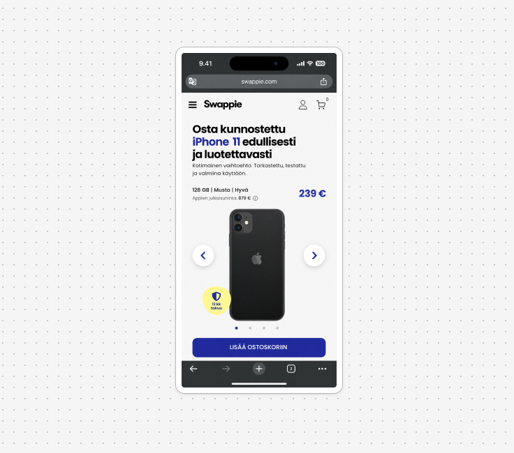 Clean mobile ad landing page for Swappie Iphone ad, redesigned by Yan Chowdhury