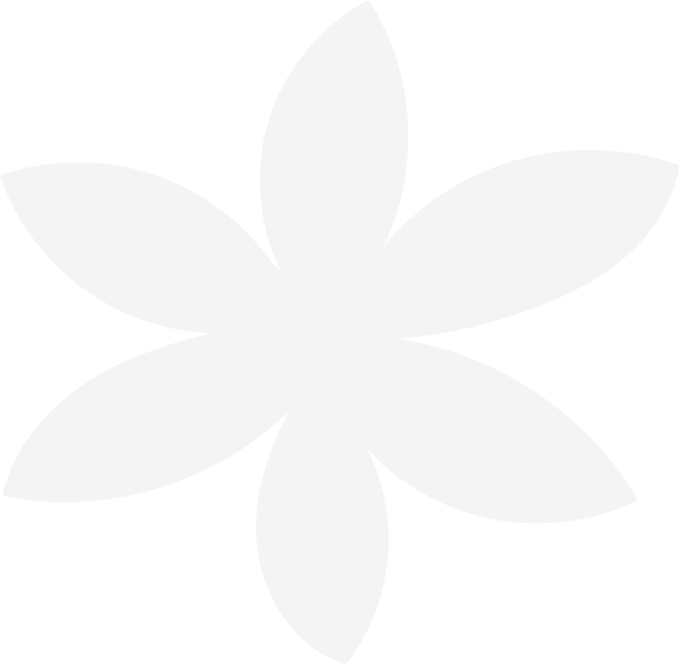 White silhouette of a seven-petaled flower on black background.