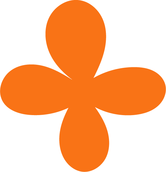 An orange four-petal flower-shaped object with a symmetrical design.
