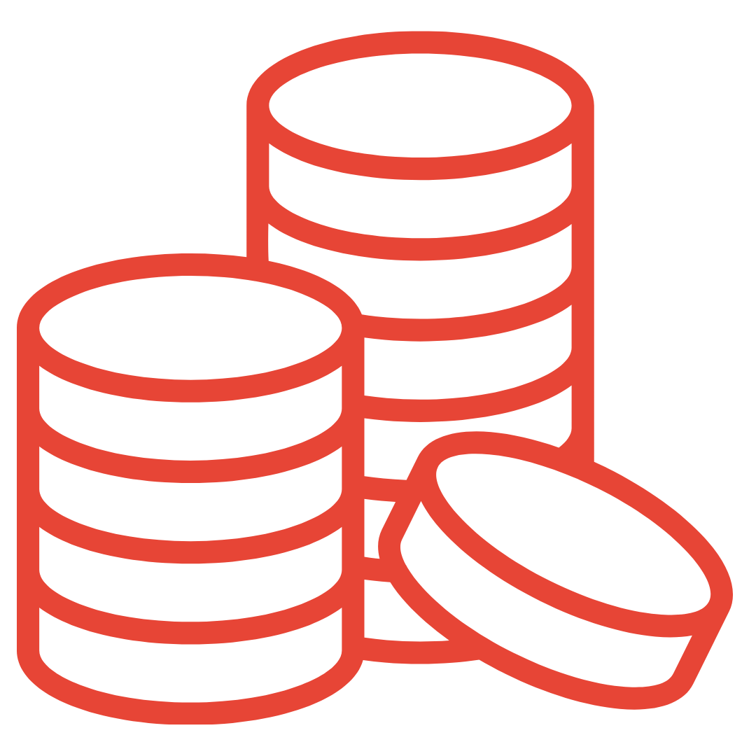 Grafik von Münzen in rot