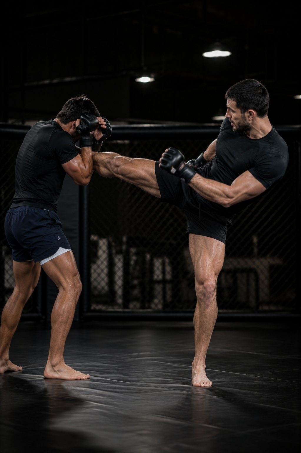 Zwei Kampfsportler beim Kickbox-Training im Hybrid Empire