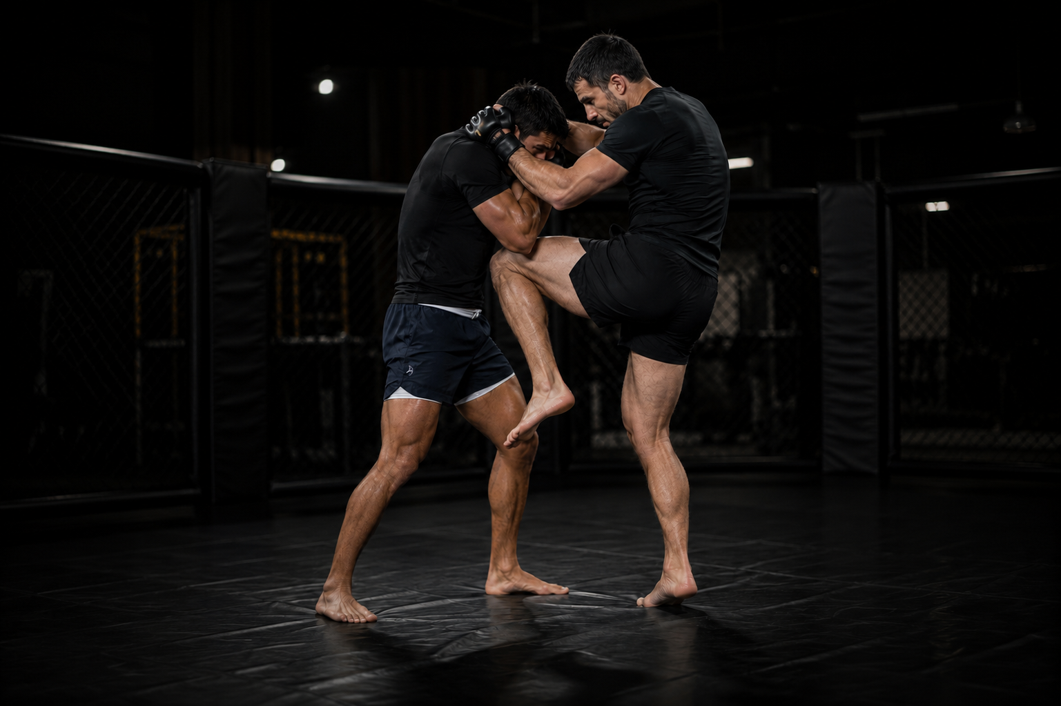 Zwei Kampfsportler beim Muay-Thai-Training im Hybrid Empire