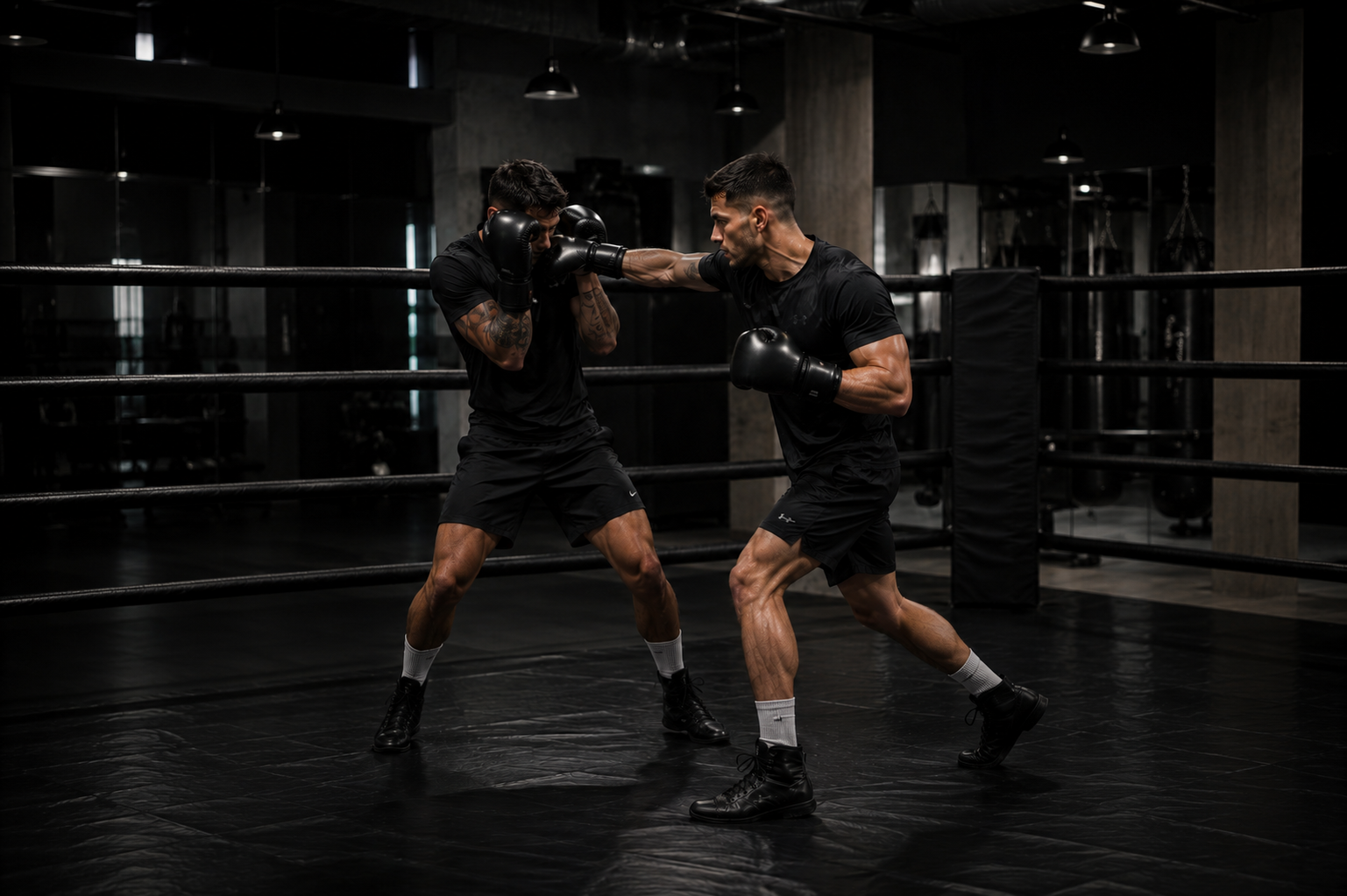 Zwei Kampfsportler beim Box-Training im Hybrid Empire