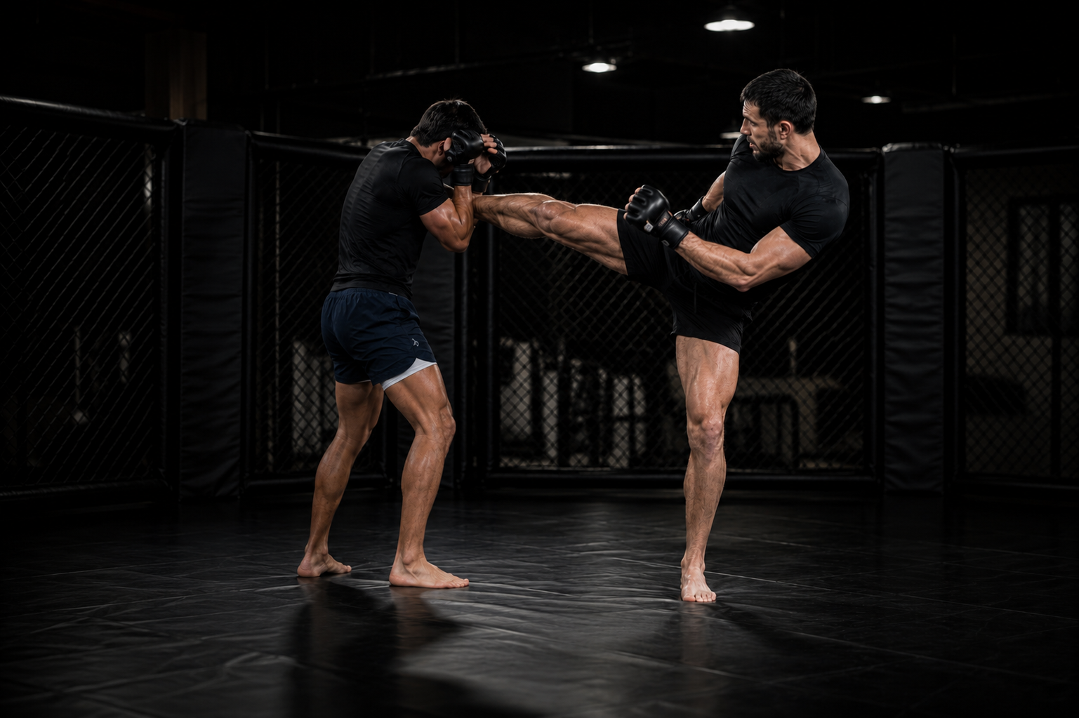Zwei Kampfsportler beim Kickbox-Training im Hybrid Empire