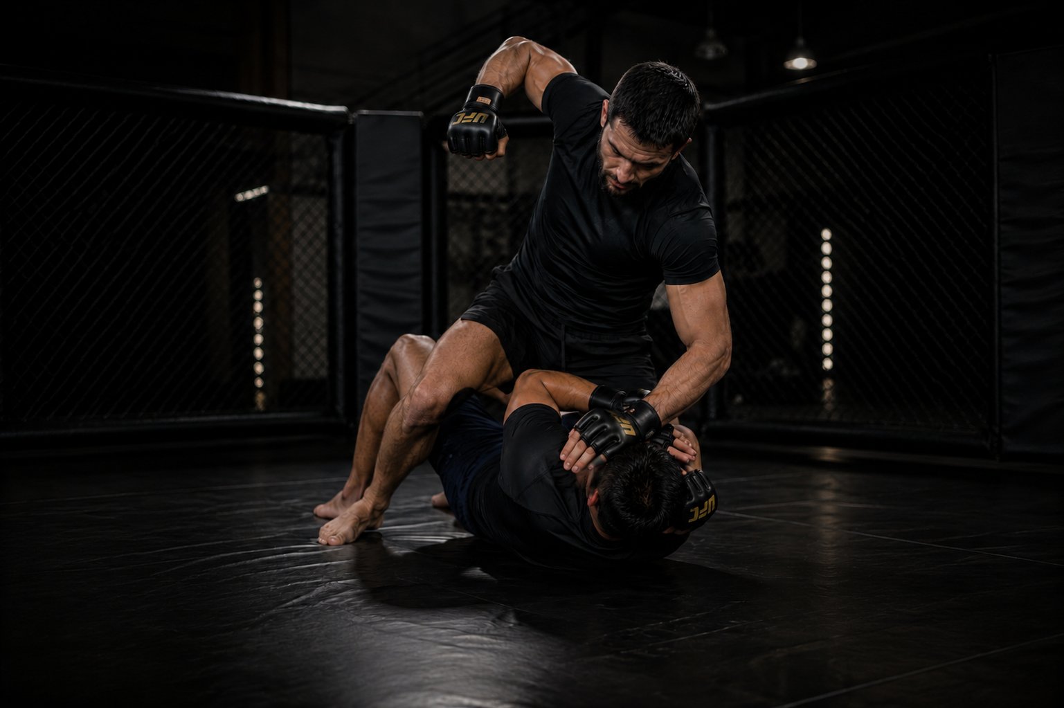 Zwei Kampfsportler beim MMA-Training im Hybrid Empire