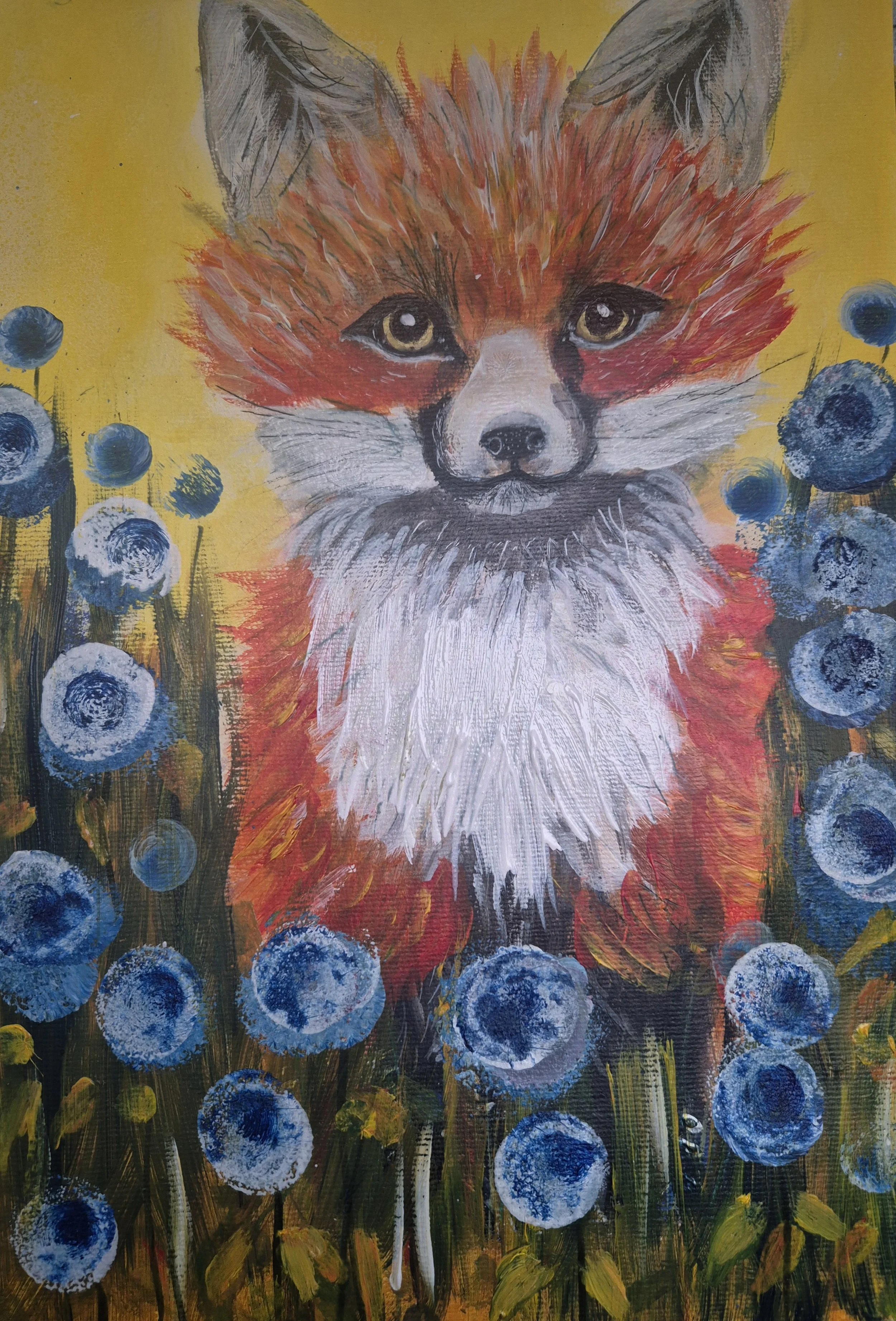 Fox in The Meadow A3 Canvas Print