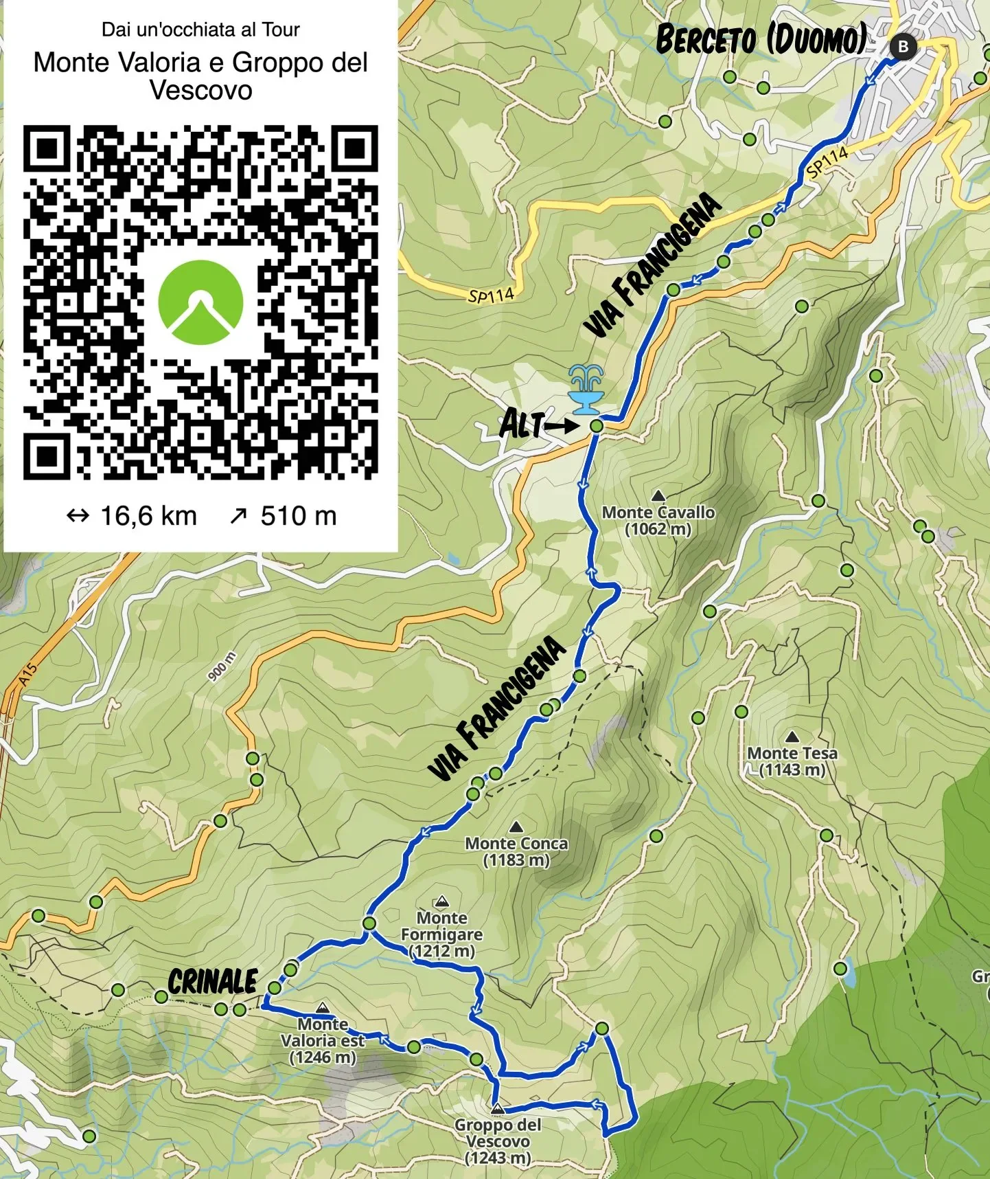 Mappa trekking Monte Valoria Berceto