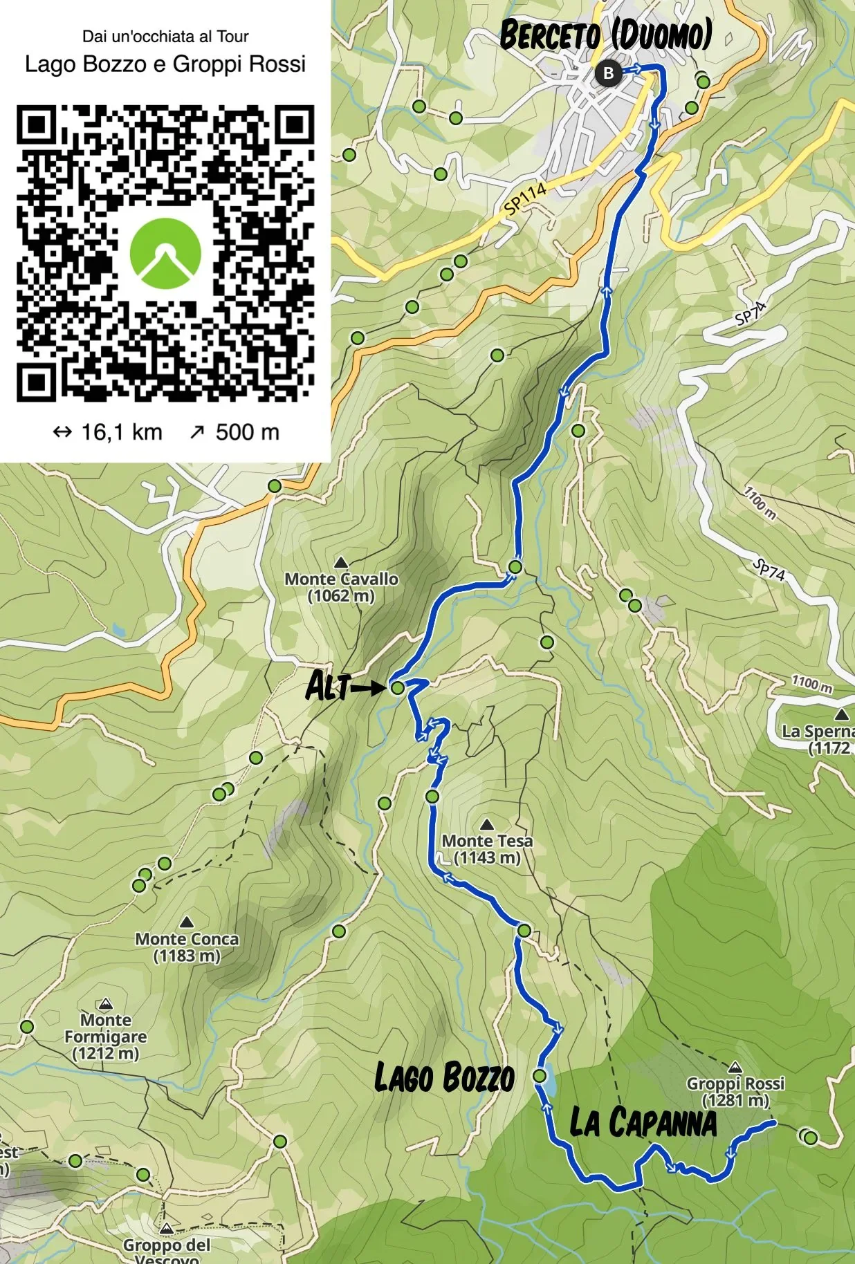 Mappa trekking Lago Bozzo Berceto