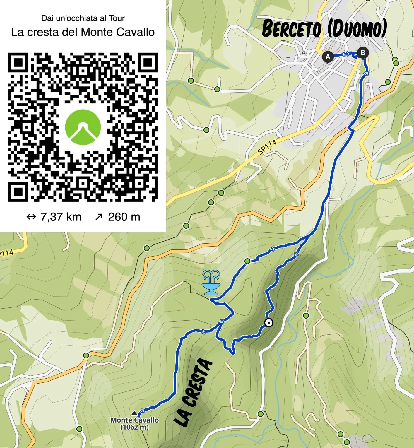 Mappa trekking cresta Monte Cavallo Berceto