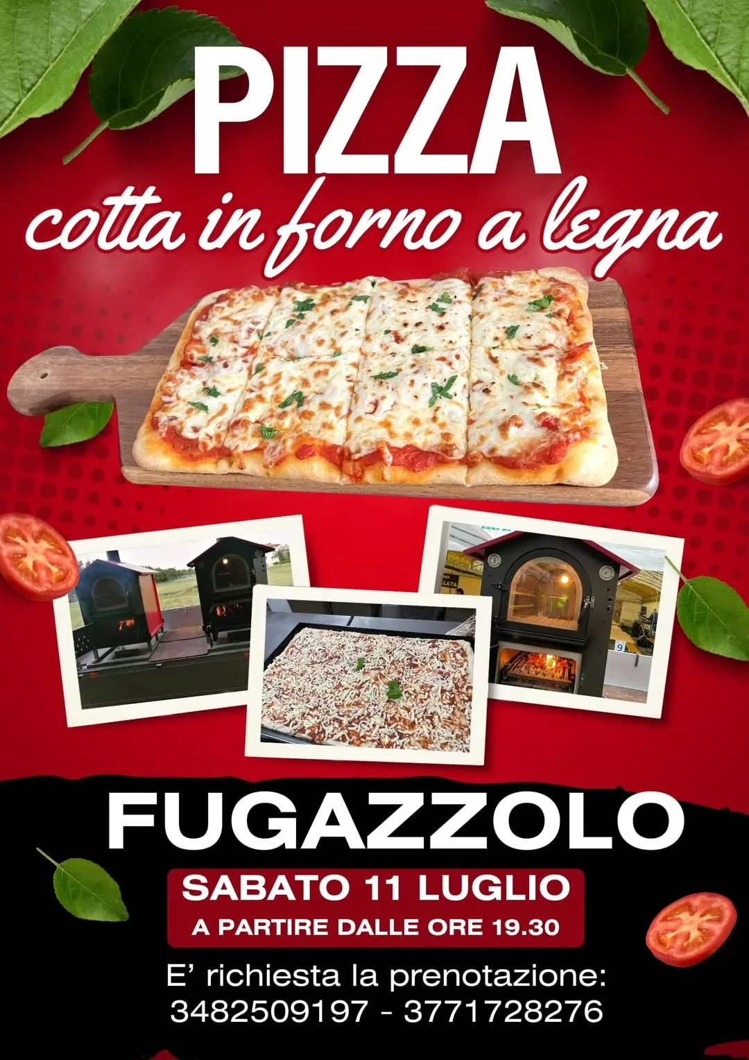 Serata con pizza in forno a legna
