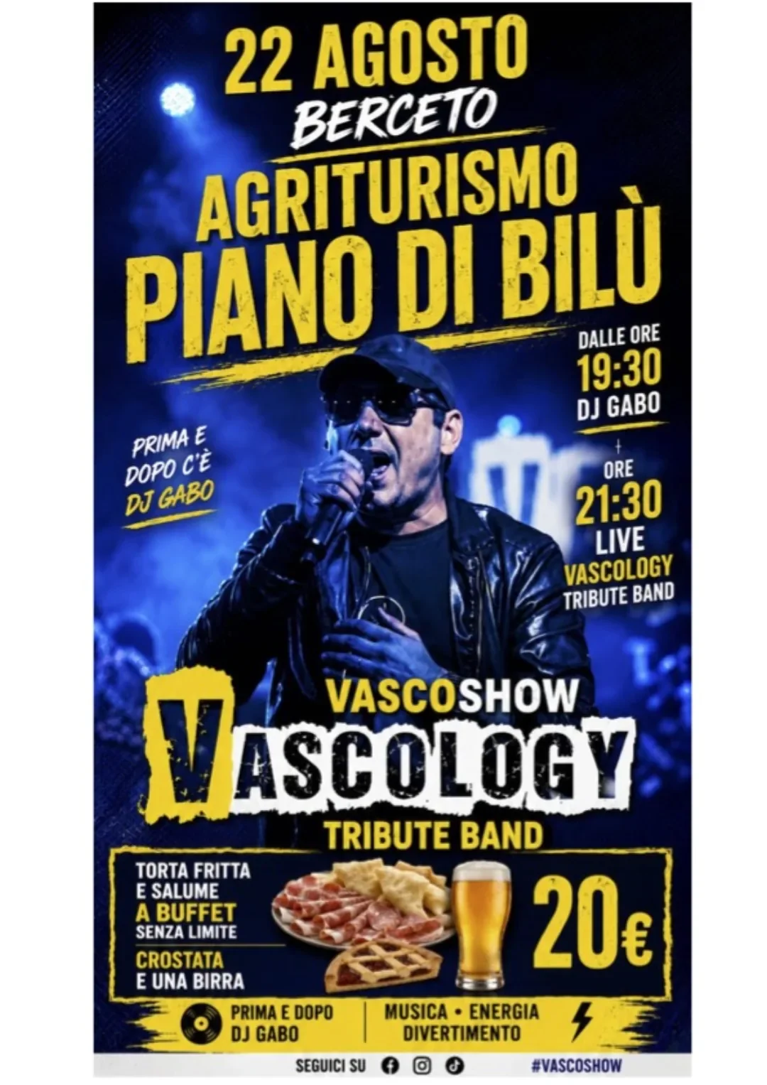 Buffet, concerto e discoteca