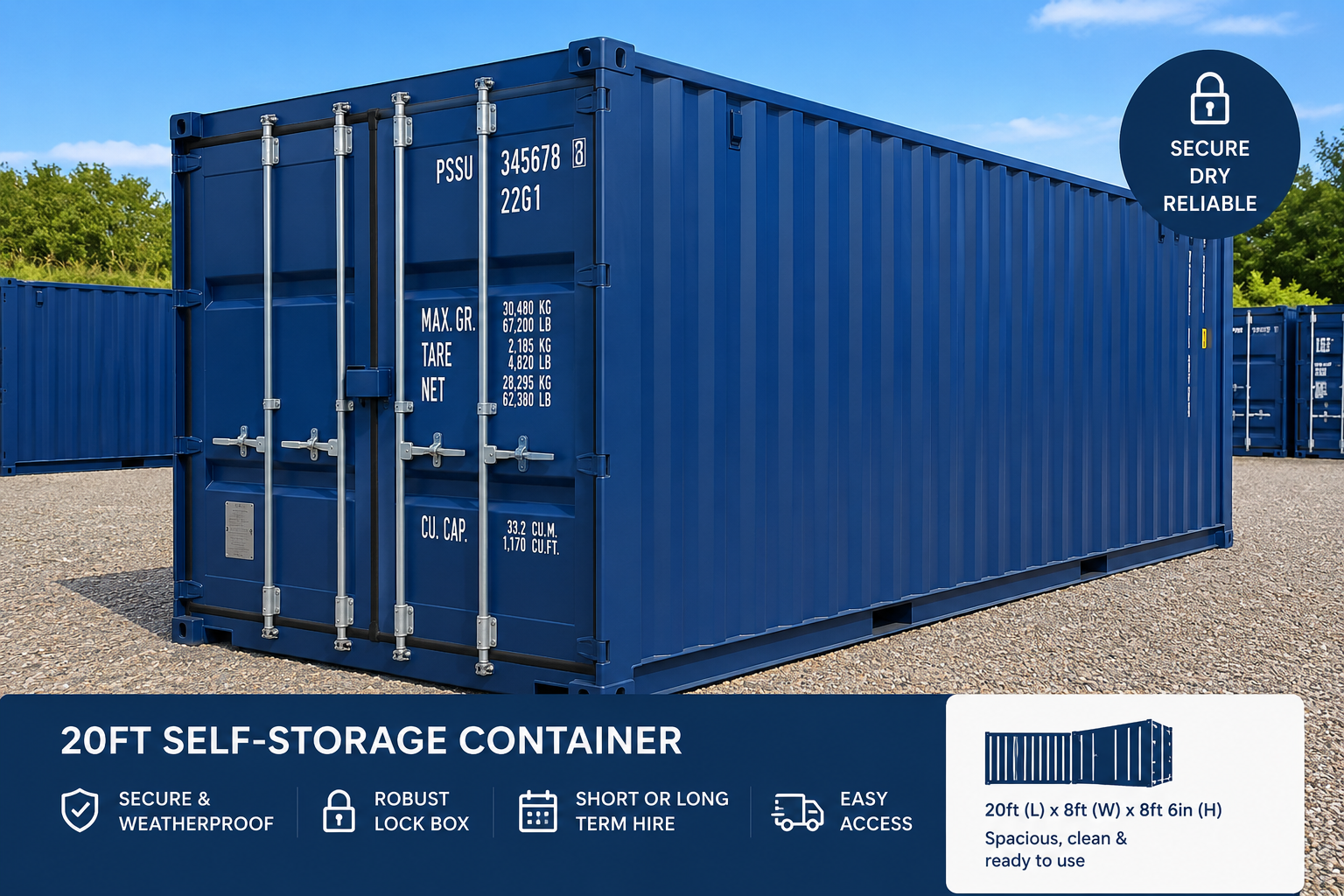 20ft Self-Stoage Container in Wolverhampton. Flexible short & long term storage