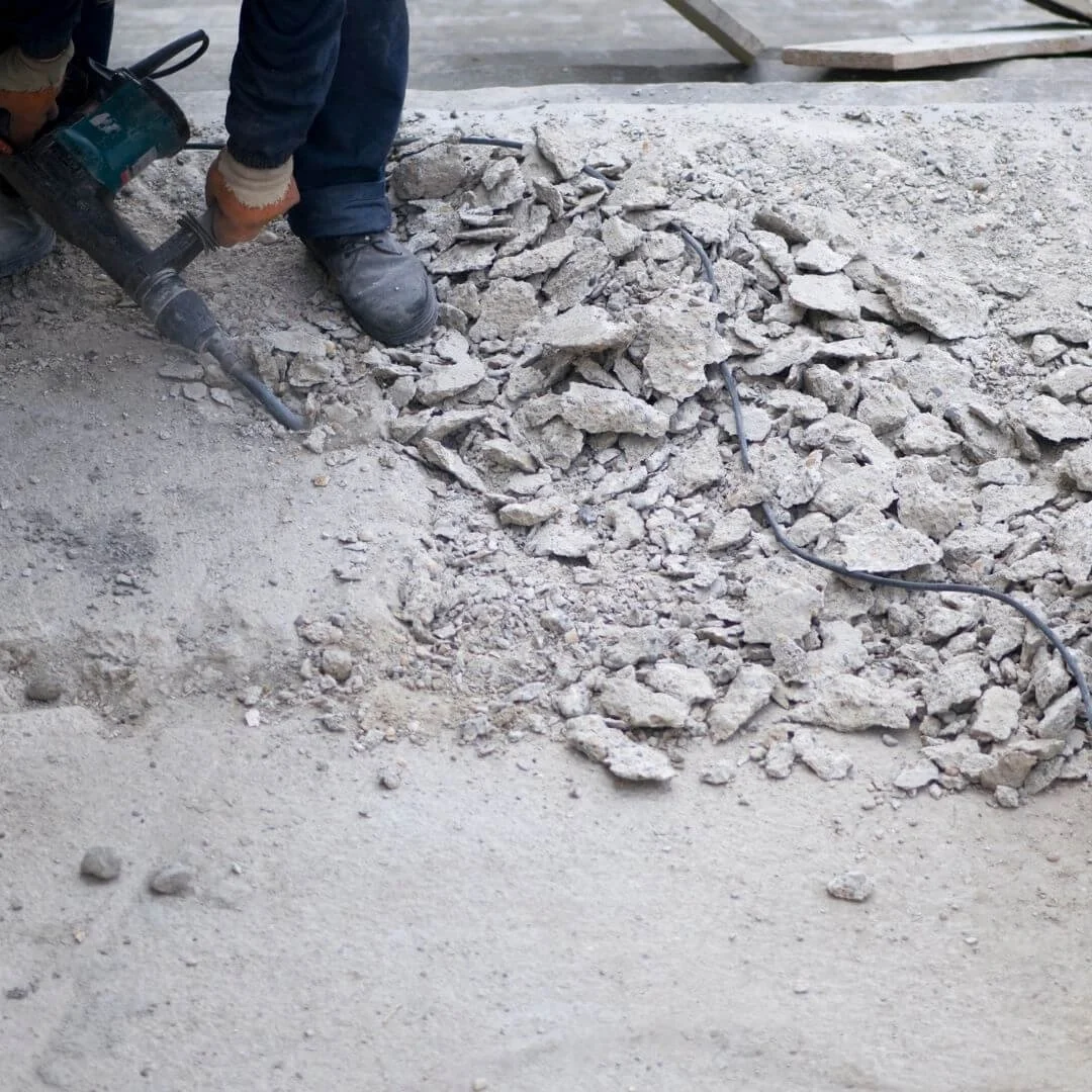 concrete being broken up