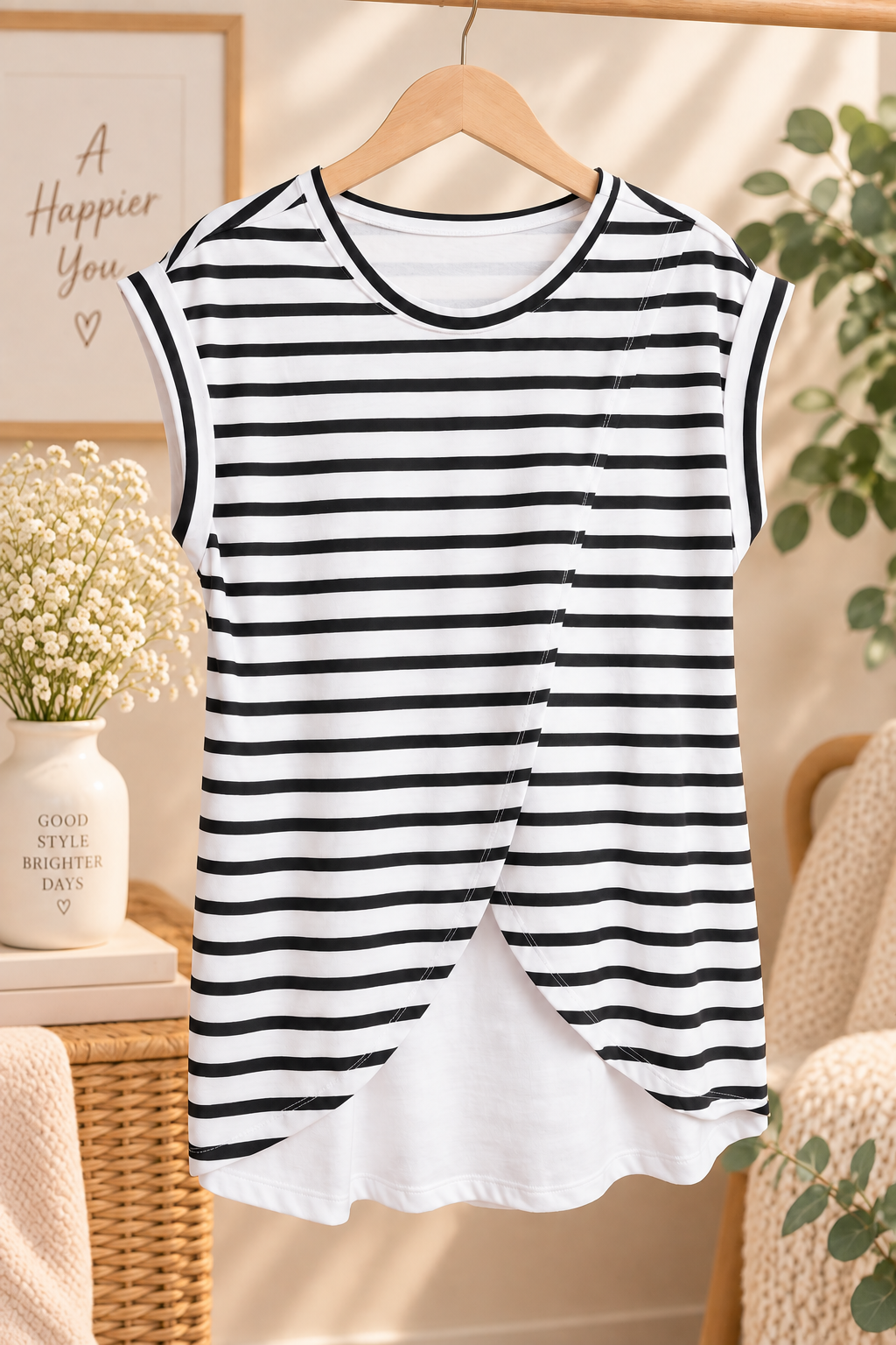 Black & White Stripe Nursing Top