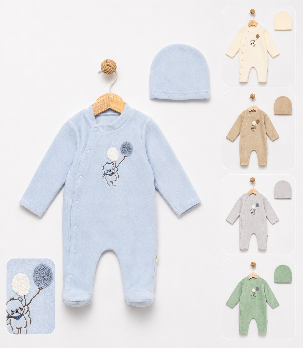 Baby Balloon Bear Romper with Hat