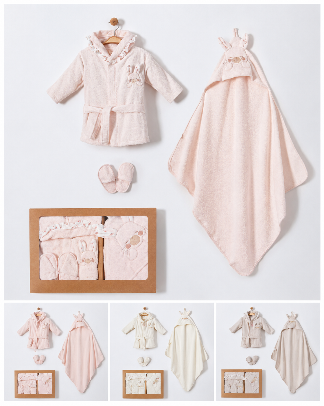 Baby Bunny Hooded Towel & Bathrobe Set with Slippers