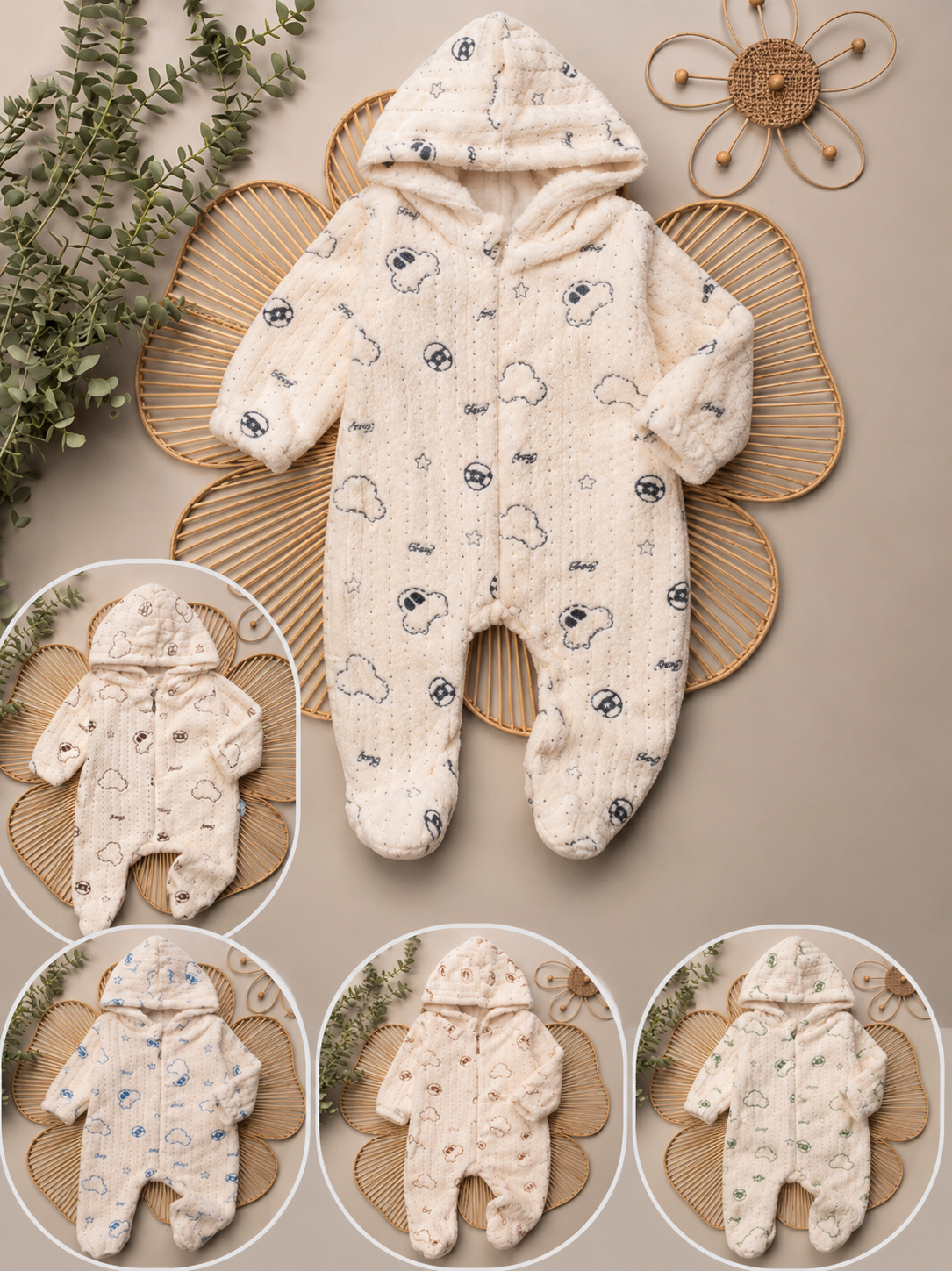 Baby Car  Print Footed Romper