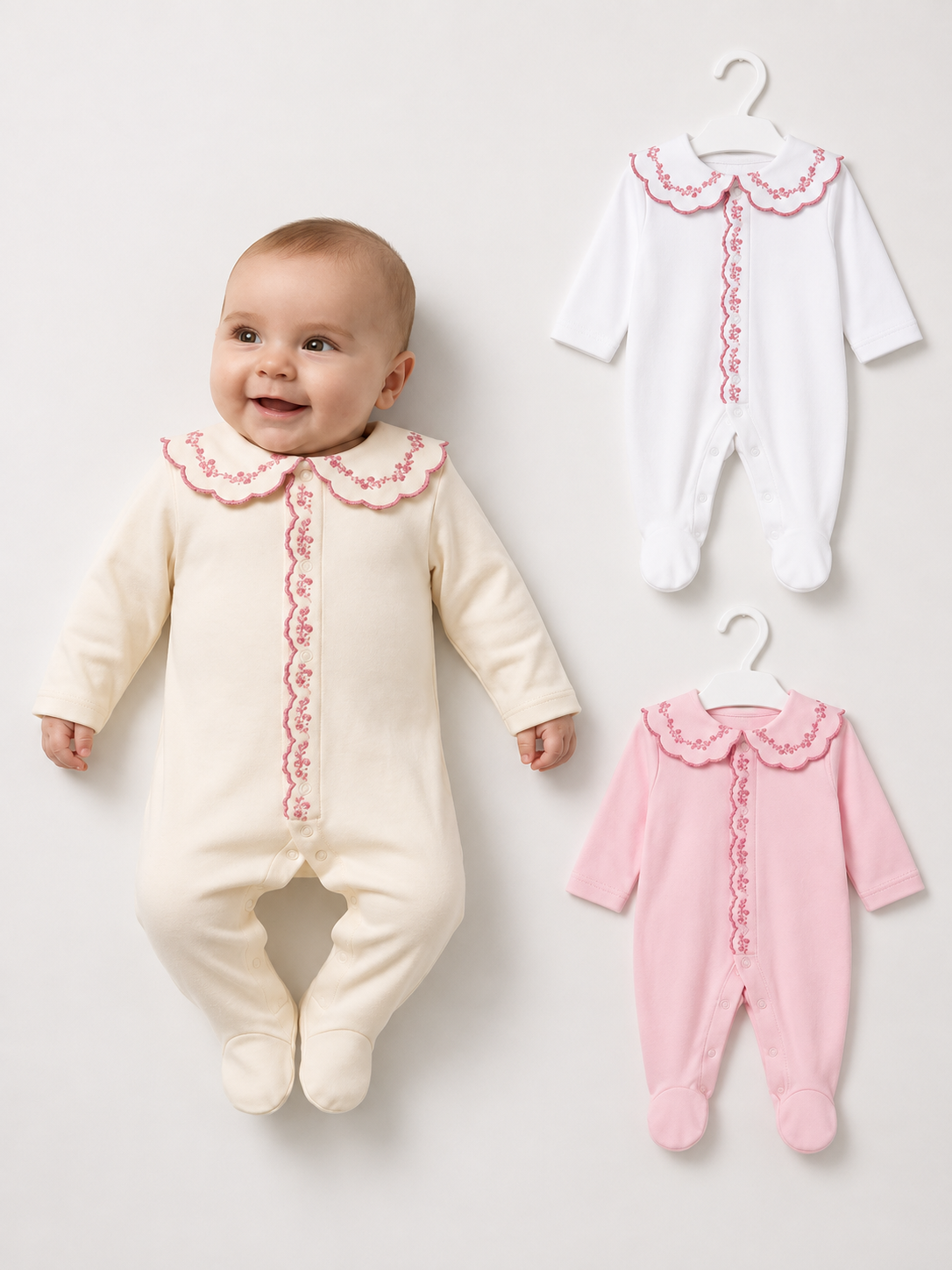 Baby Embroidered Collar Premature Romper