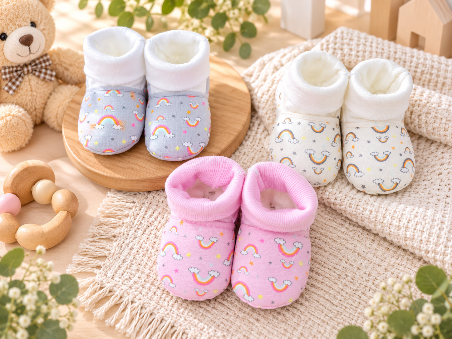 Rainbow Baby Booties