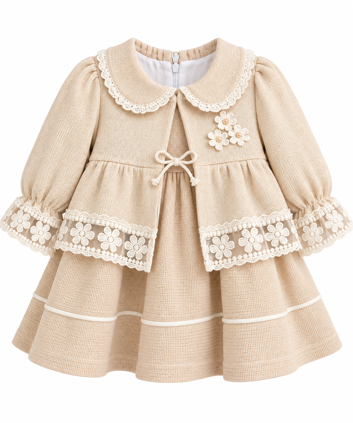 Cream Lace Detail Dress Set