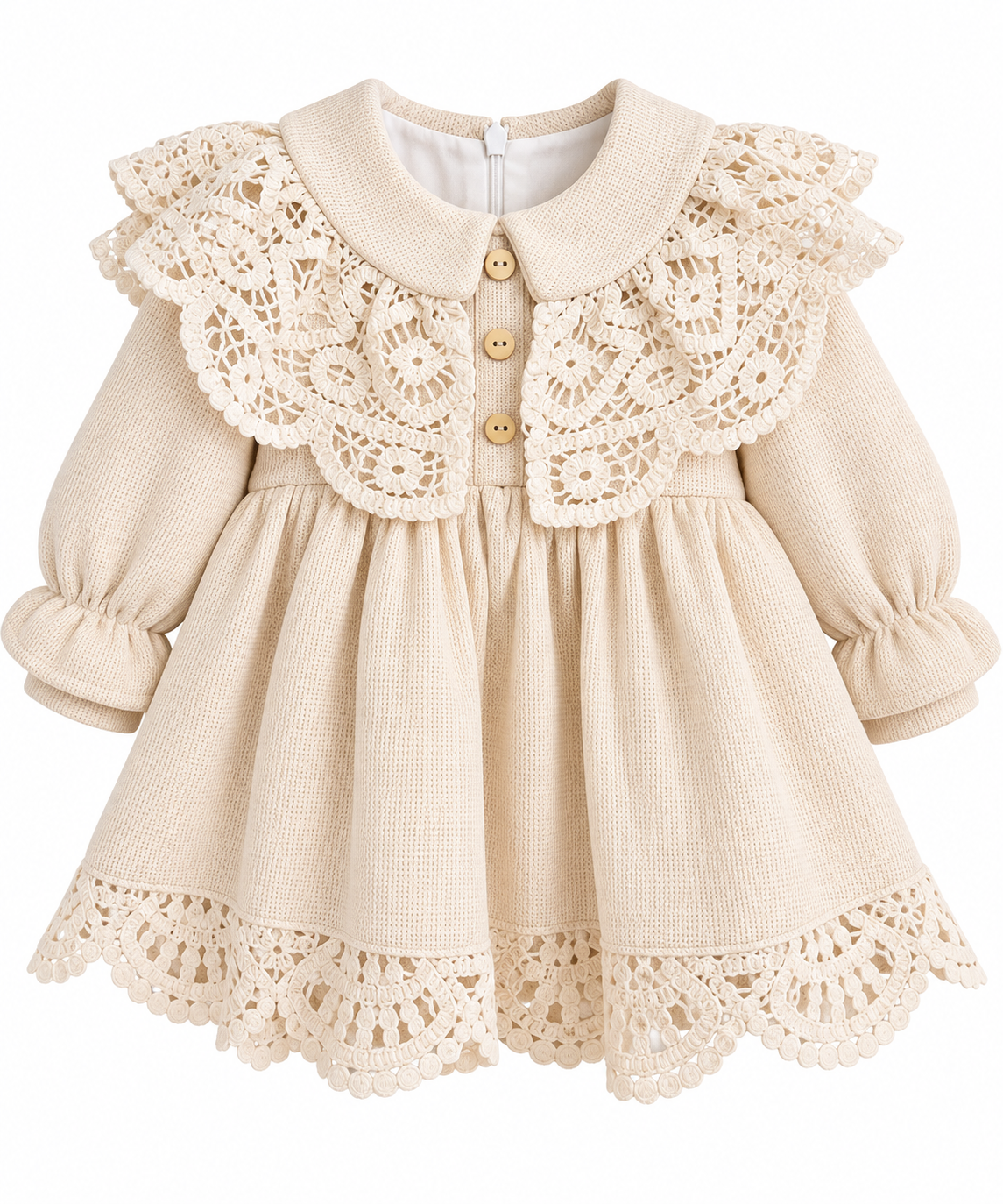 Cream Lace Collar Baby Dress