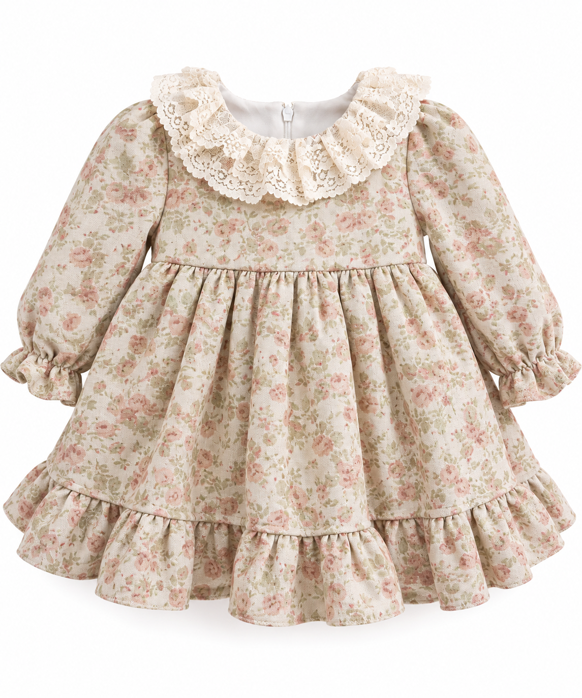 Vintage Floral Lace Collar Dress
