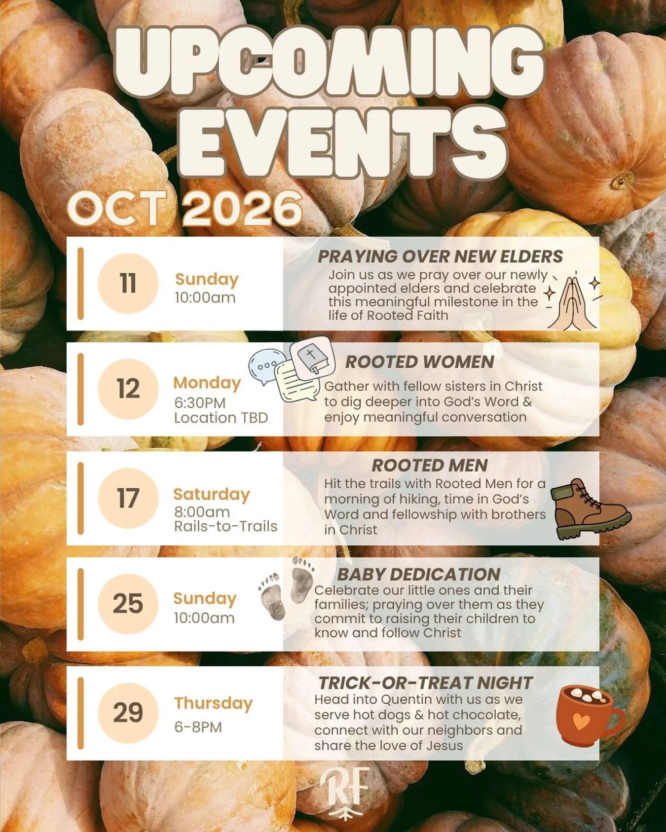 There&rsquo;s so much happening this month - from gathering around God&rsquo;s Word and growing in fellowship, to celebrating new elders and little ones, hitting the trails, and stepping out into our community. 

Save the dates, get involved, and com