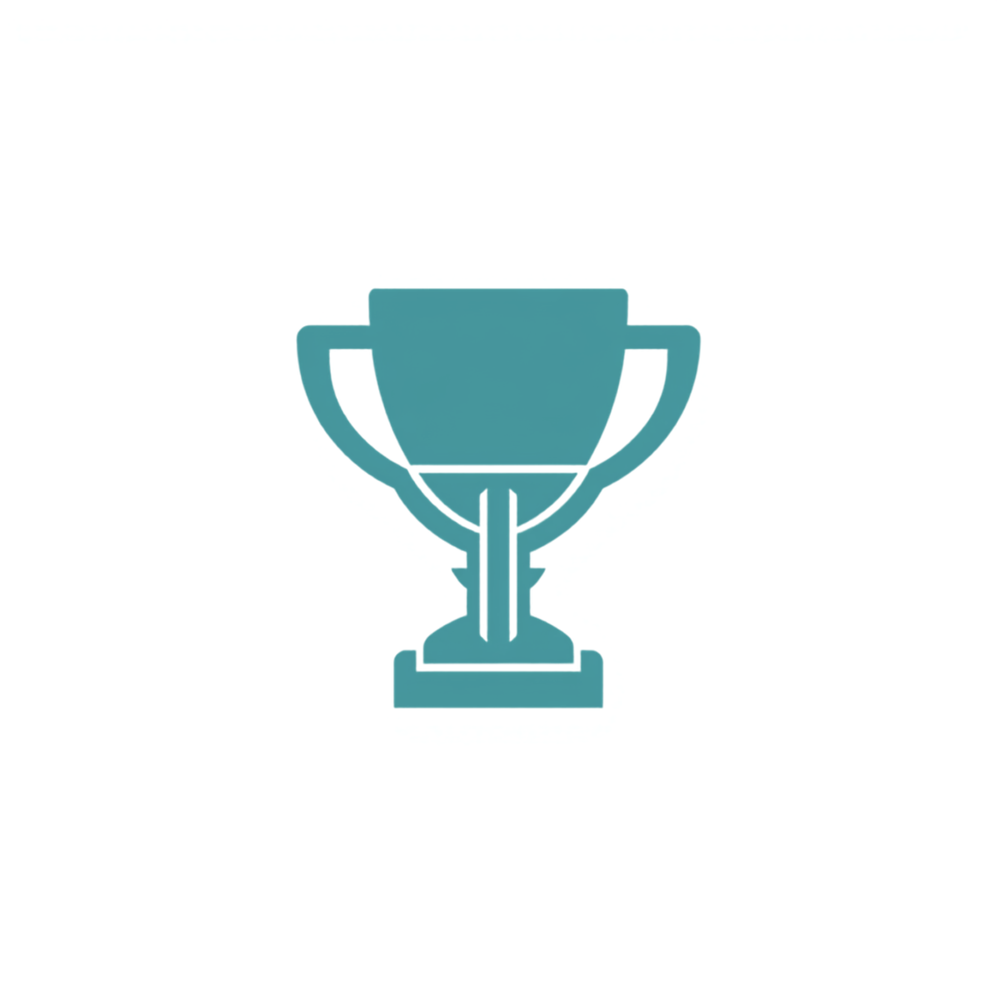 A stylized blue trophy cup with two handles, set against a plain white background.
