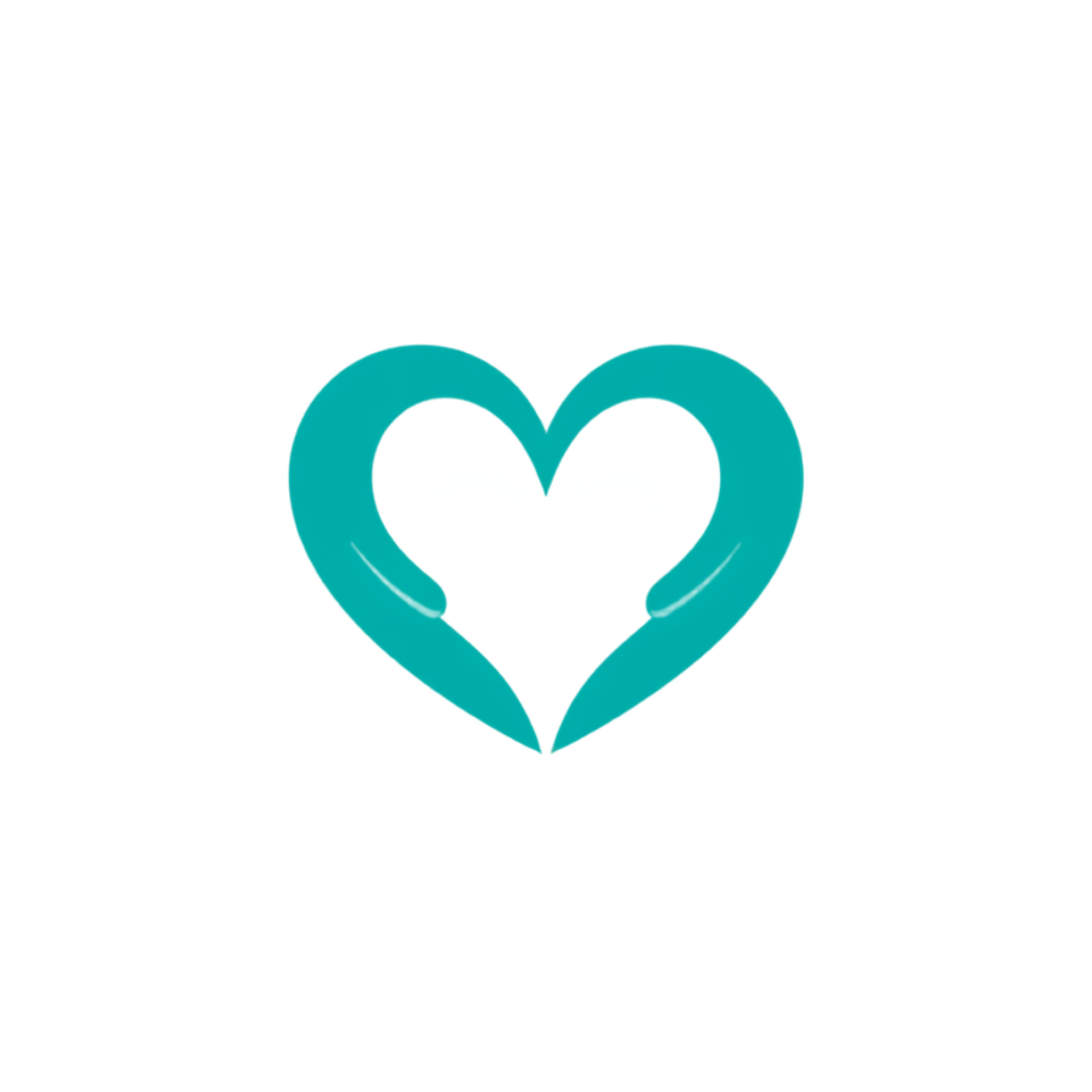 A stylized teal-colored heart shape on a white background.