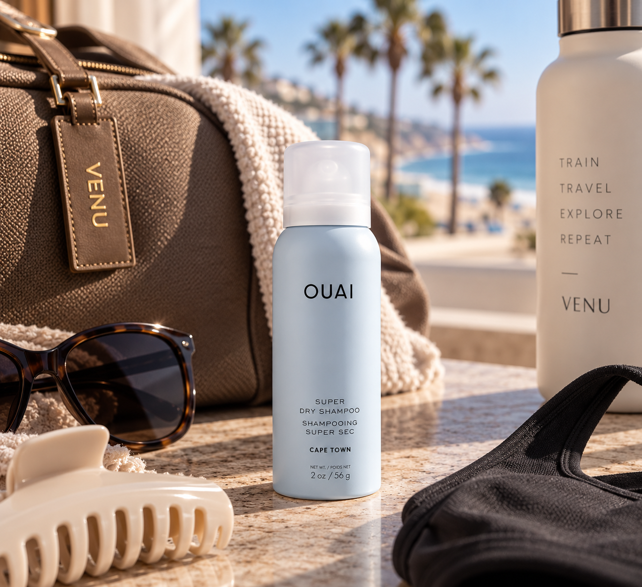 TRAVEL-SIZE DRY SHAMPOO:
Refresh your hair between workouts and travel days.