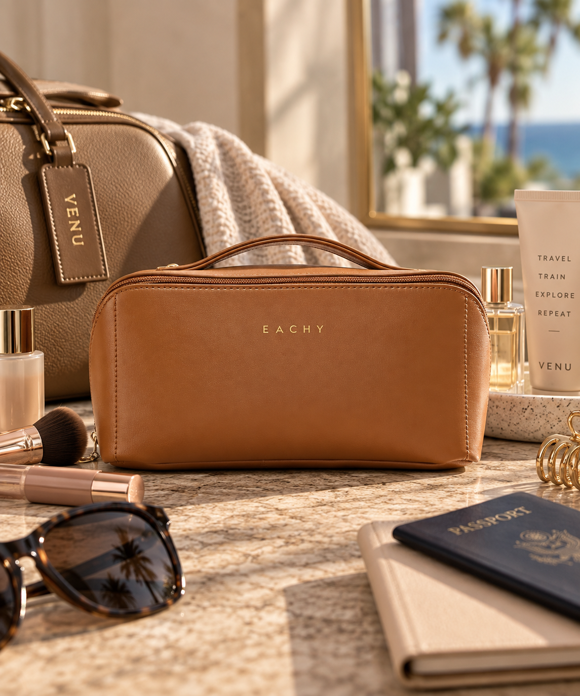 TRAVEL MAKEUP BAG: 

Keep beauty essentials organized and ready to go.