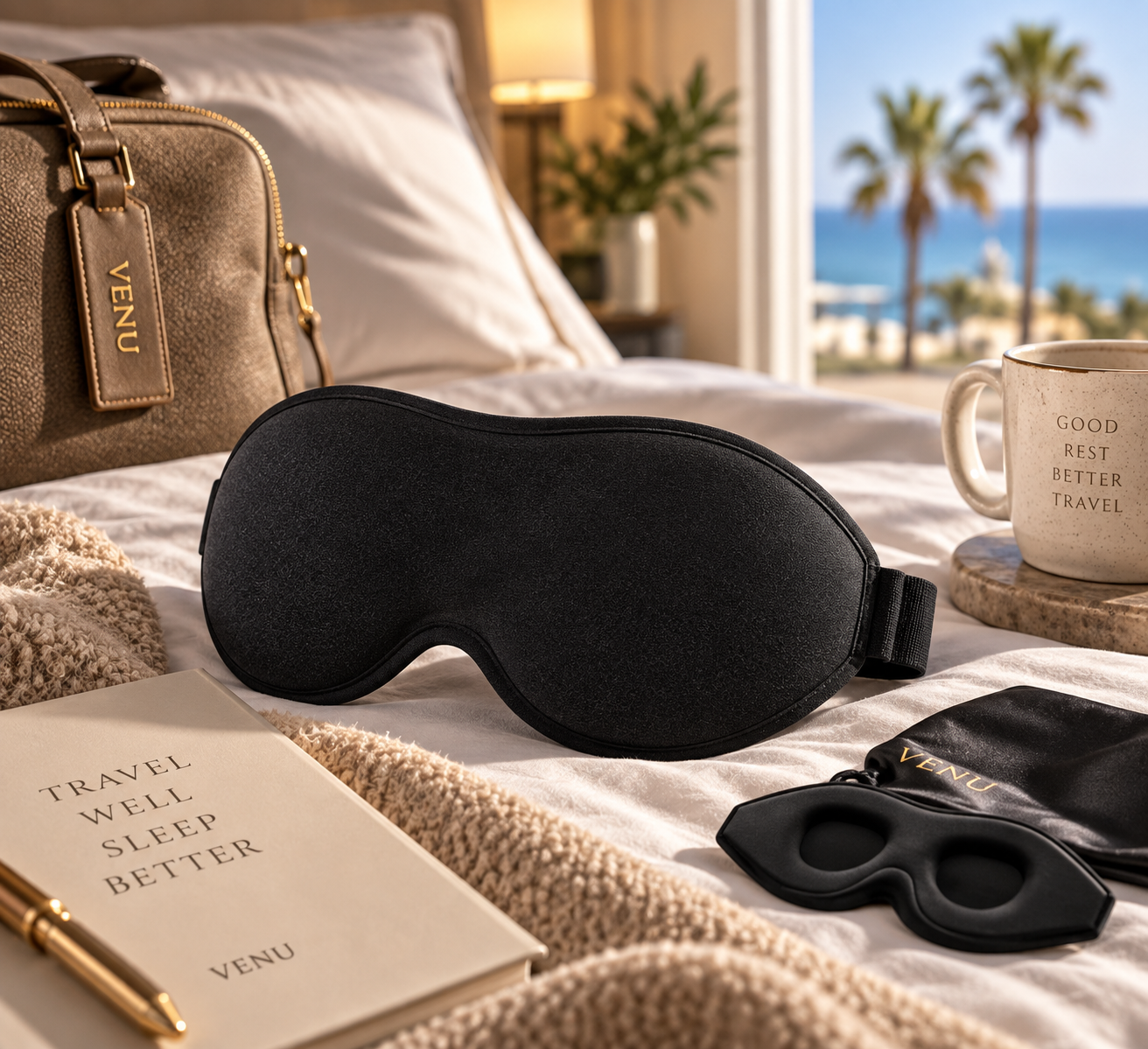 LITBEAR SLEEP MASK: 
Light-blocking comfort for better rest at home, in hotels, or in the air.