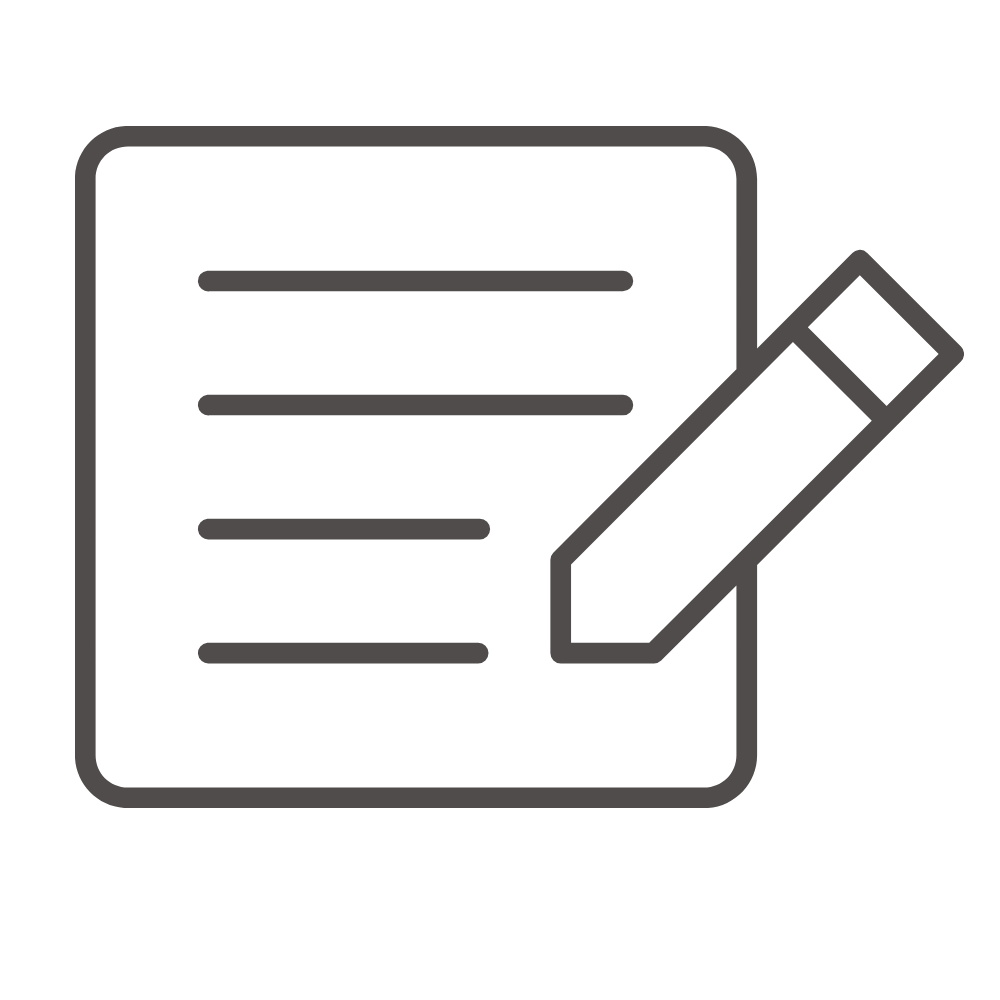 Icon of a sheet of paper with lines of text and a pencil, representing a blog.