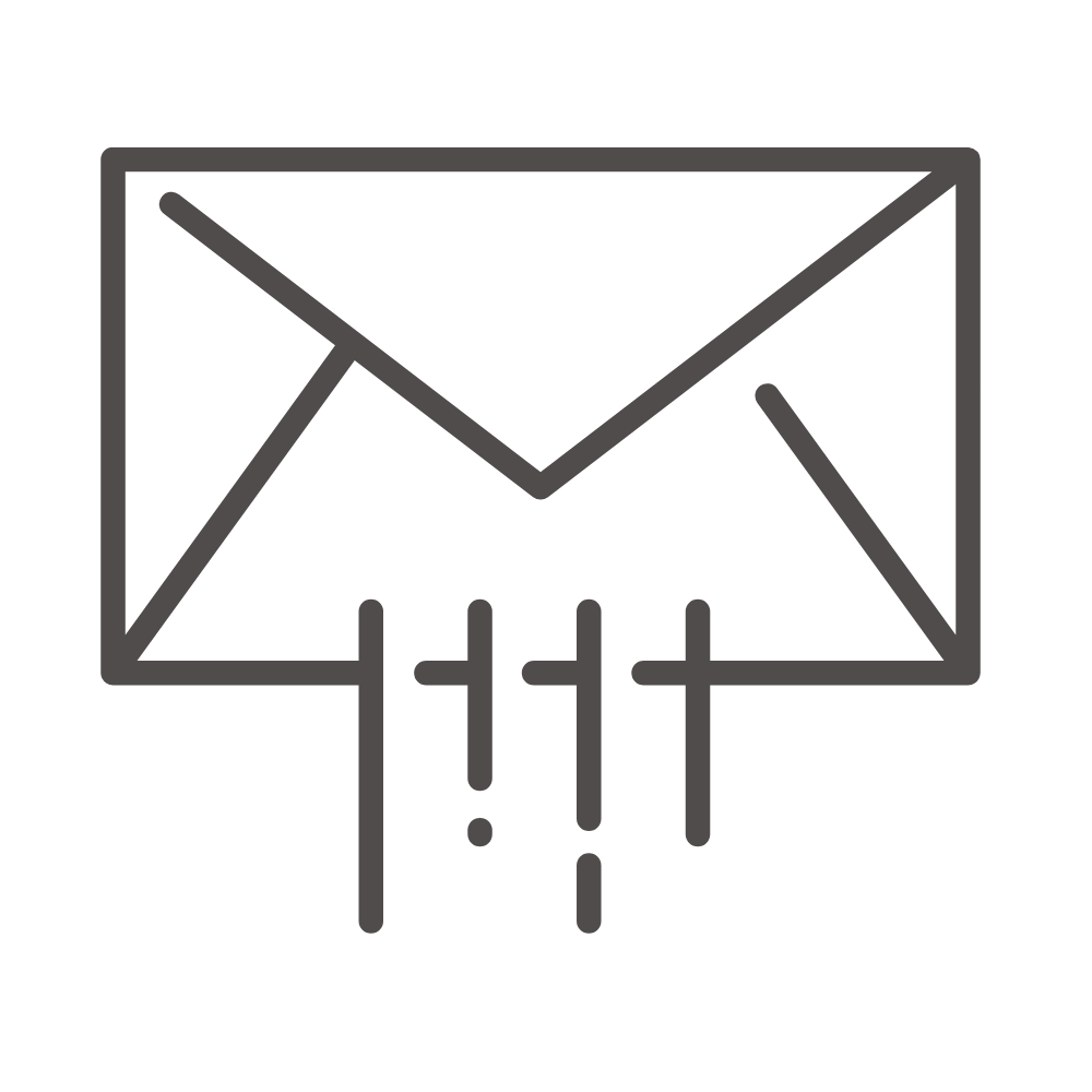 Icon of an envelope with exclamation marks below, representing email marketing and nurturing flows.
