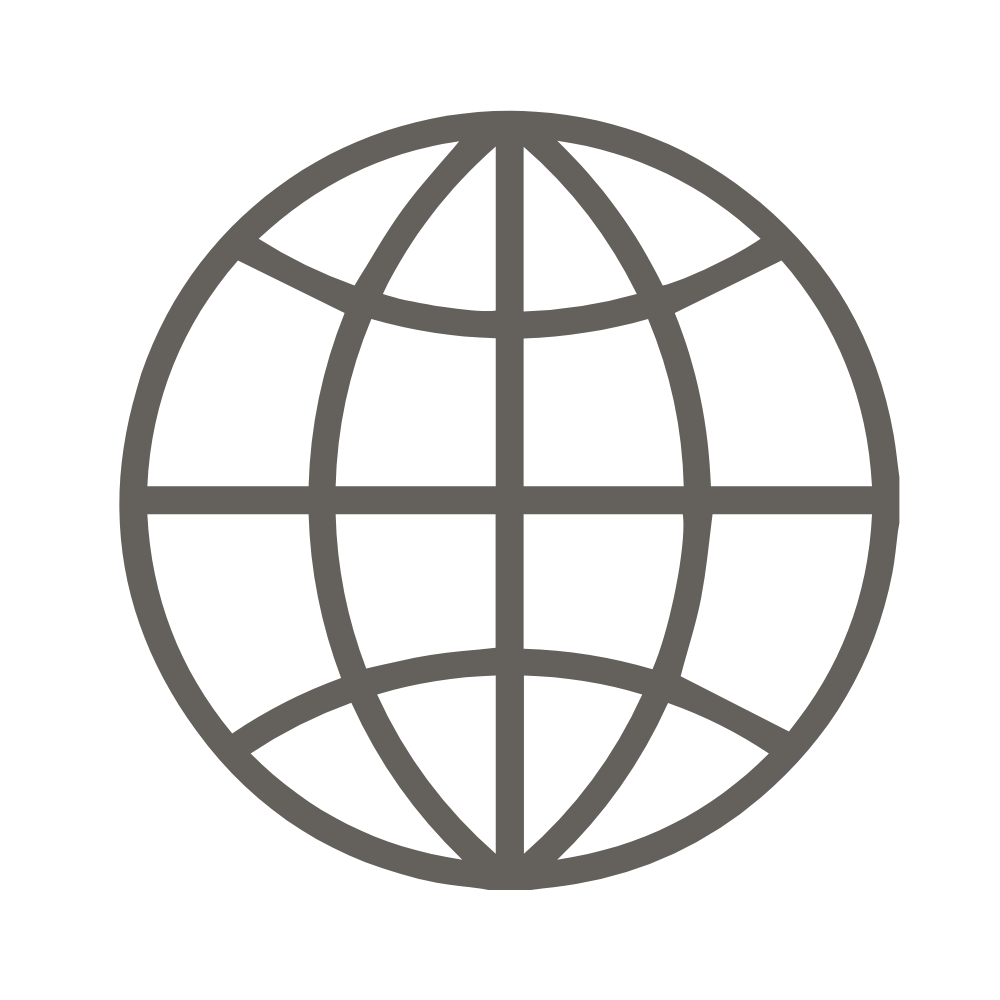 Gray globe icon on a black background representing website copy.