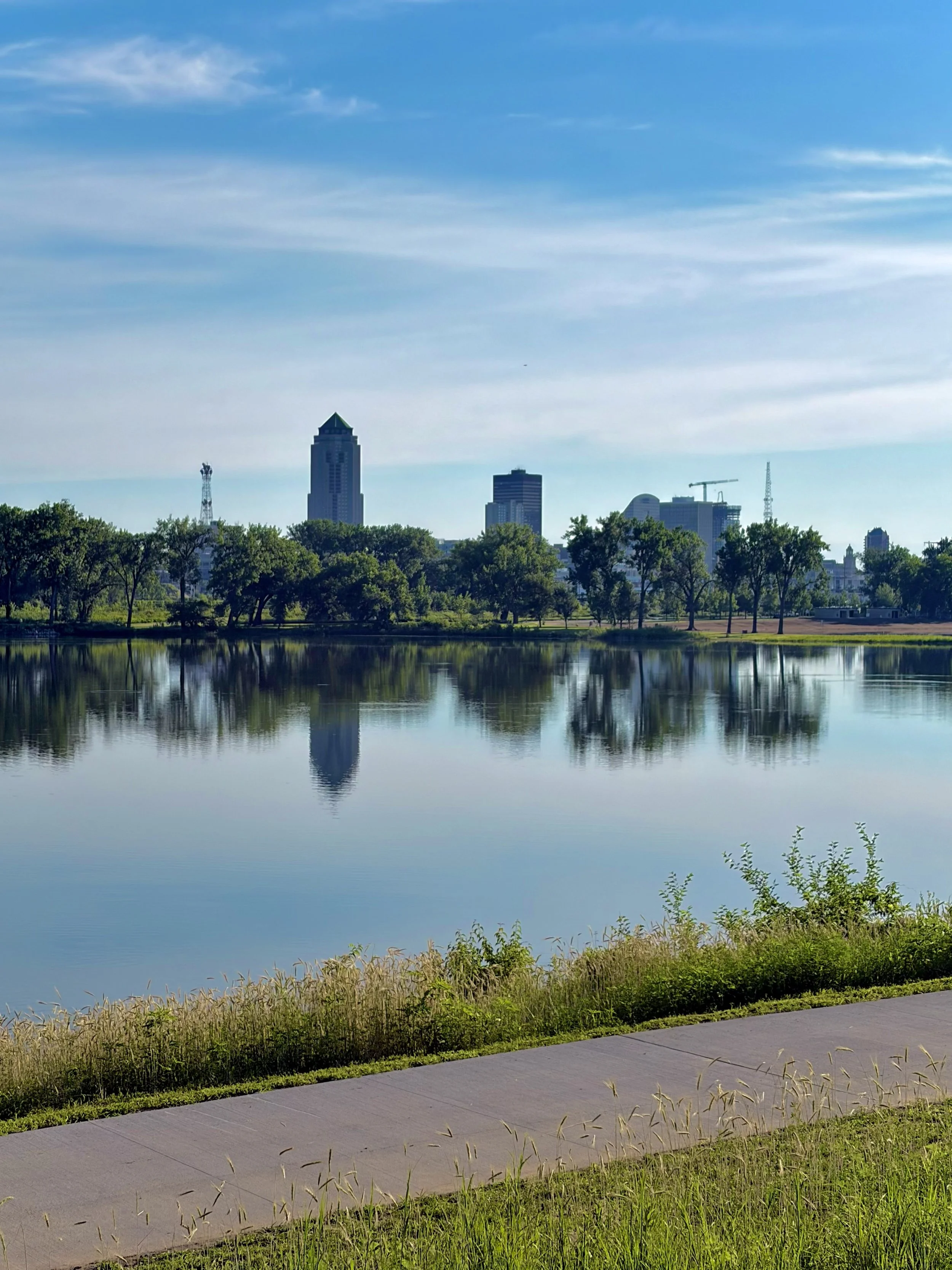 Gray's lake looking at skyline