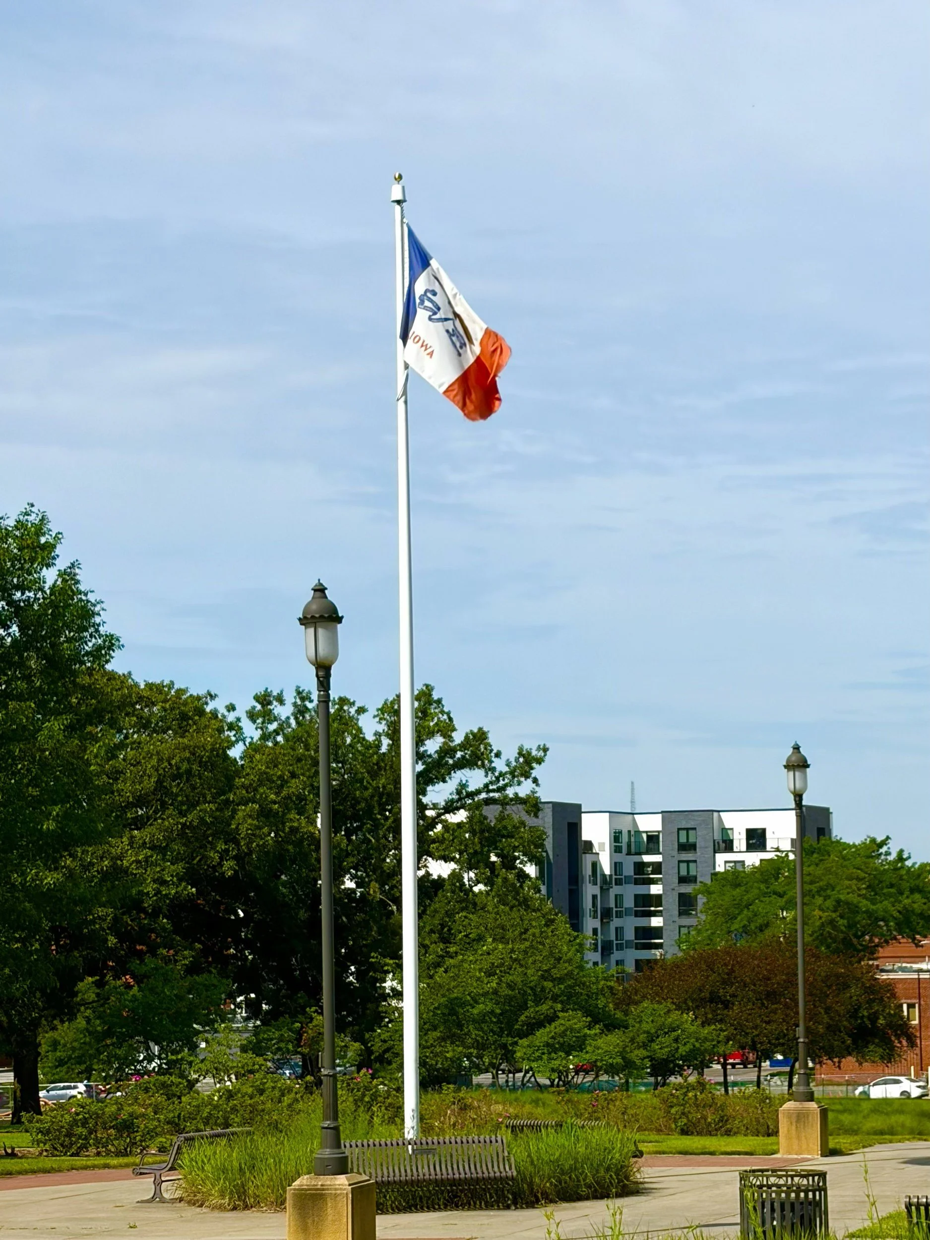 Flag of Iowa at the State Capitol grounds.