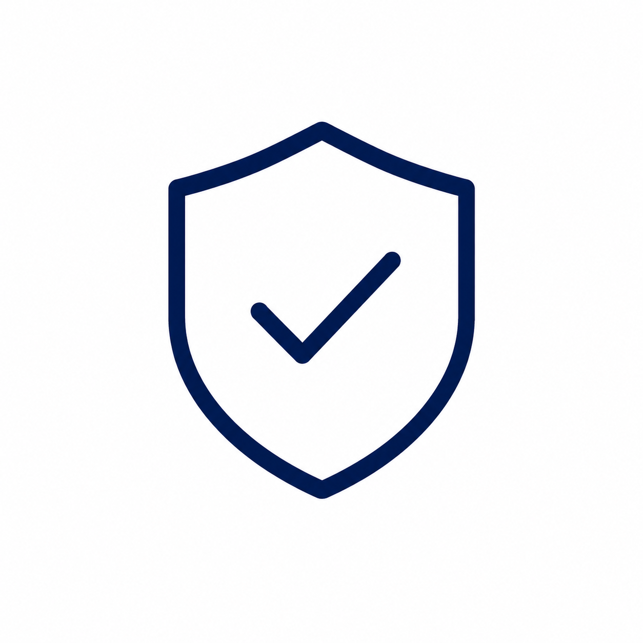 Shield icon with checkmark inside, symbolizing security or protection