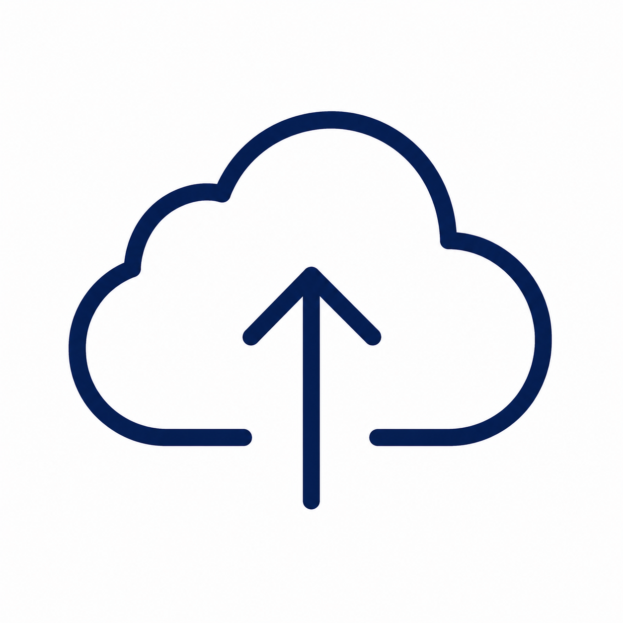 Outline of a cloud with an upward arrow inside, representing cloud upload or saving to the cloud.