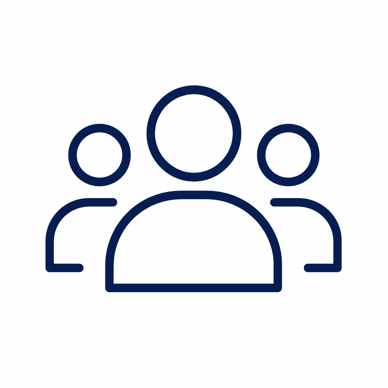 Icon of three people with one in front, representing a group or community.