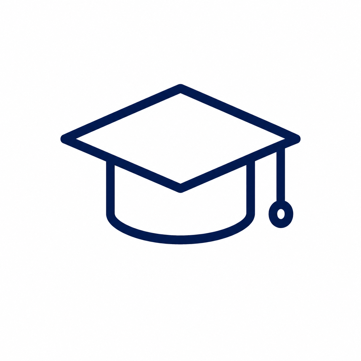 Simple line drawing of a graduation cap.