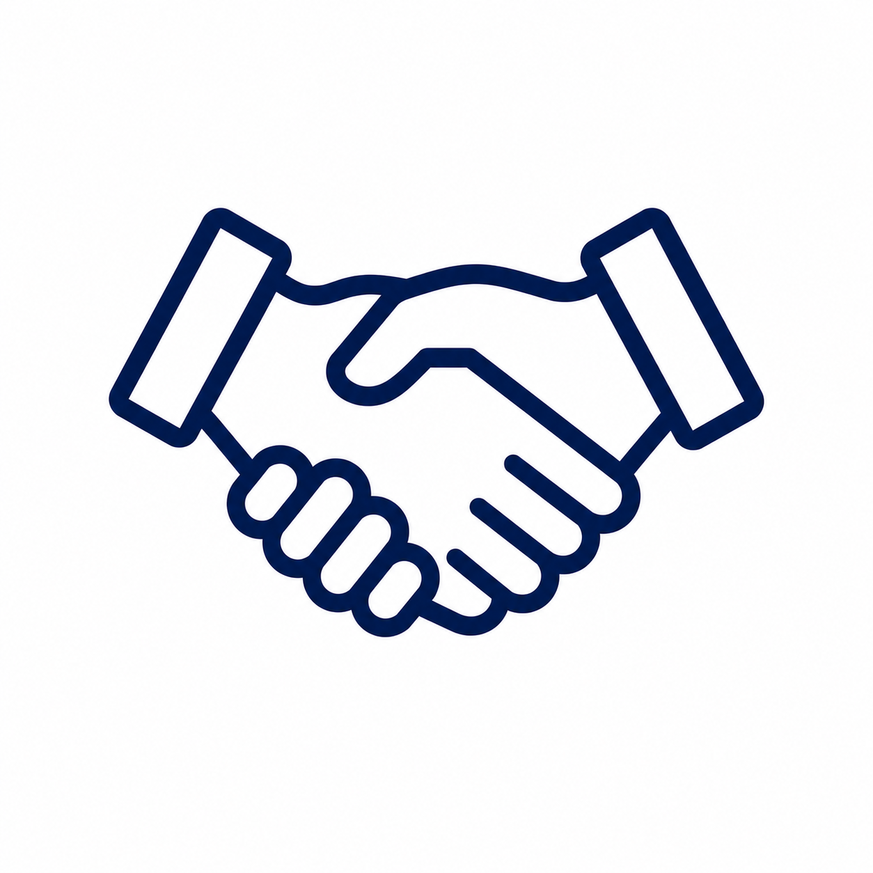 Outline drawing of a handshake, representing agreement or partnership.