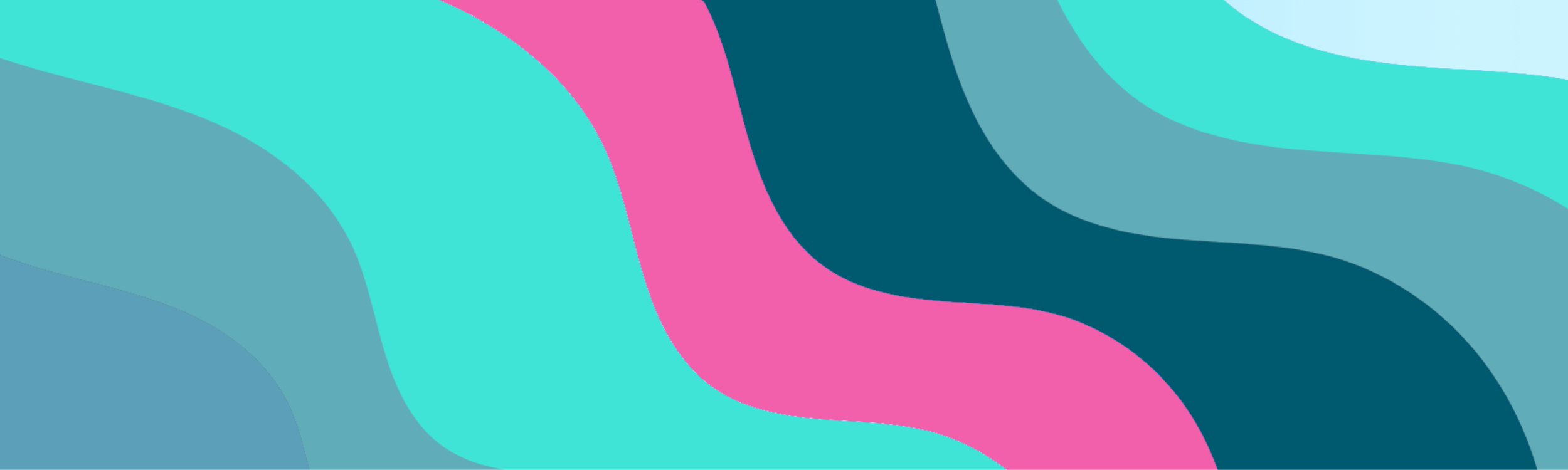 Abstract background with wavy bands of pink, teal, navy, and light blue colors.