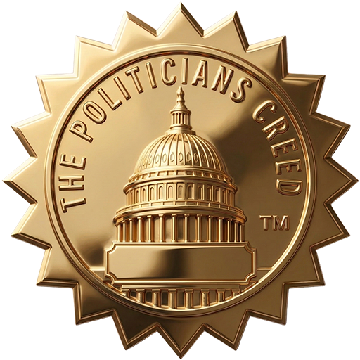 Politician's Creed embossed emblem